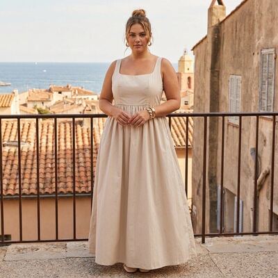 Großhändler Amy&Clo - PLUS SIZE - Langes Babydoll-Kleid Großhändler Amy&Clo - PLUS SIZE - Langes Babydoll-Kleid