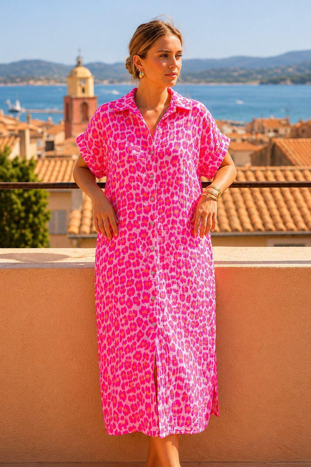 Grossiste Amy&Clo - Robe Chemise Imprimé Léopard