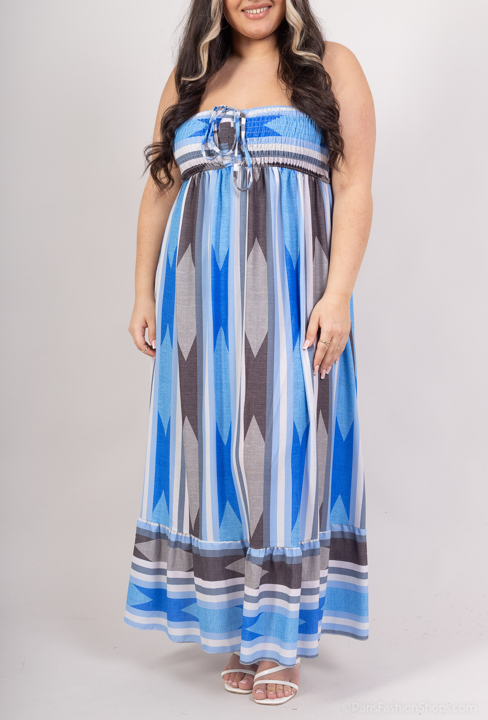 Großhändler Amy&Clo - Mehr Größe ethisch trägerloses Kleid