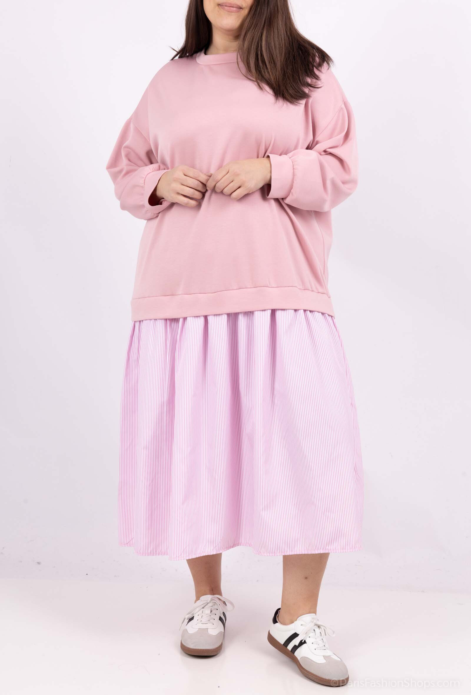 Grossiste Amy&Clo - PLUS SIZE-Robe Sweat Longue Évasée
