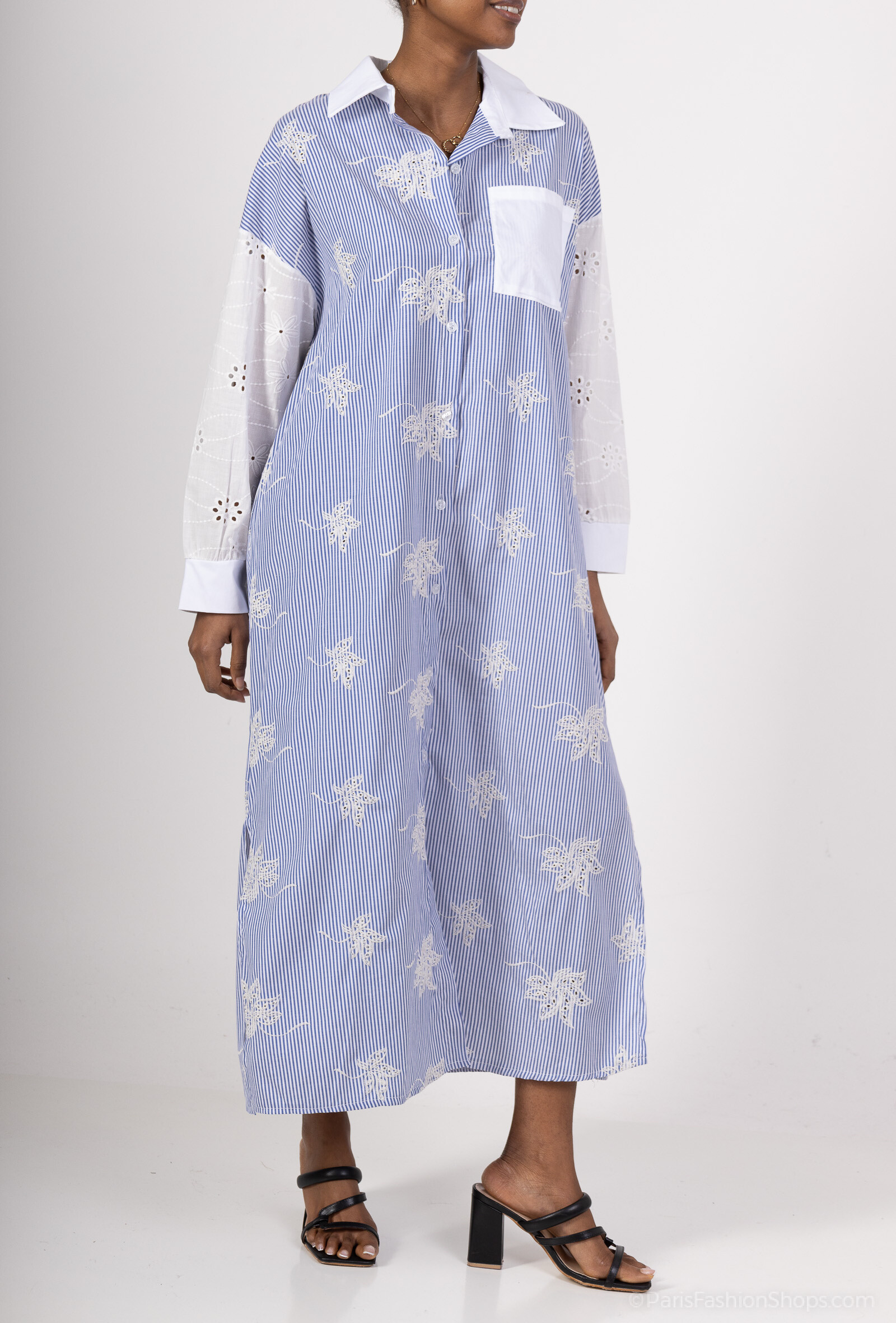 Wholesaler Amy&Clo - Contrasting sleeve shirt dress