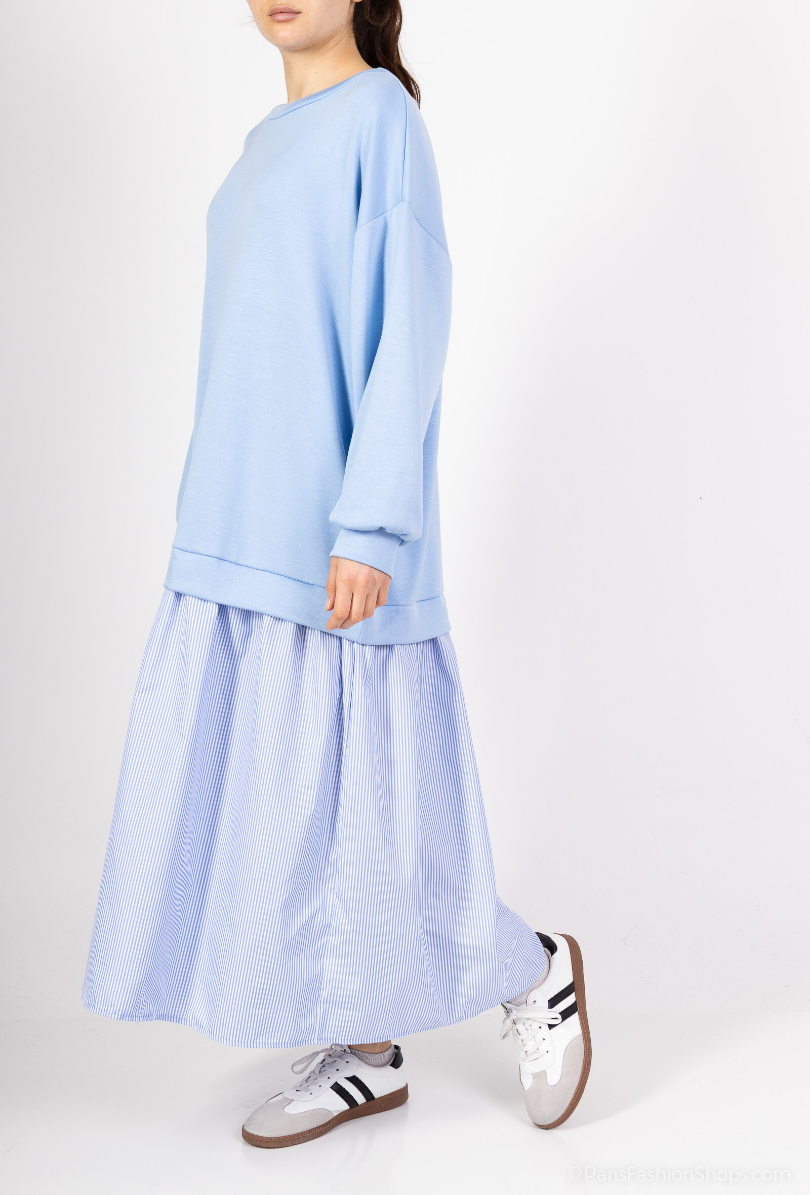 Grossiste Amy&Clo - Robe effet 2 en 1 avec haut sweat et bas plissé