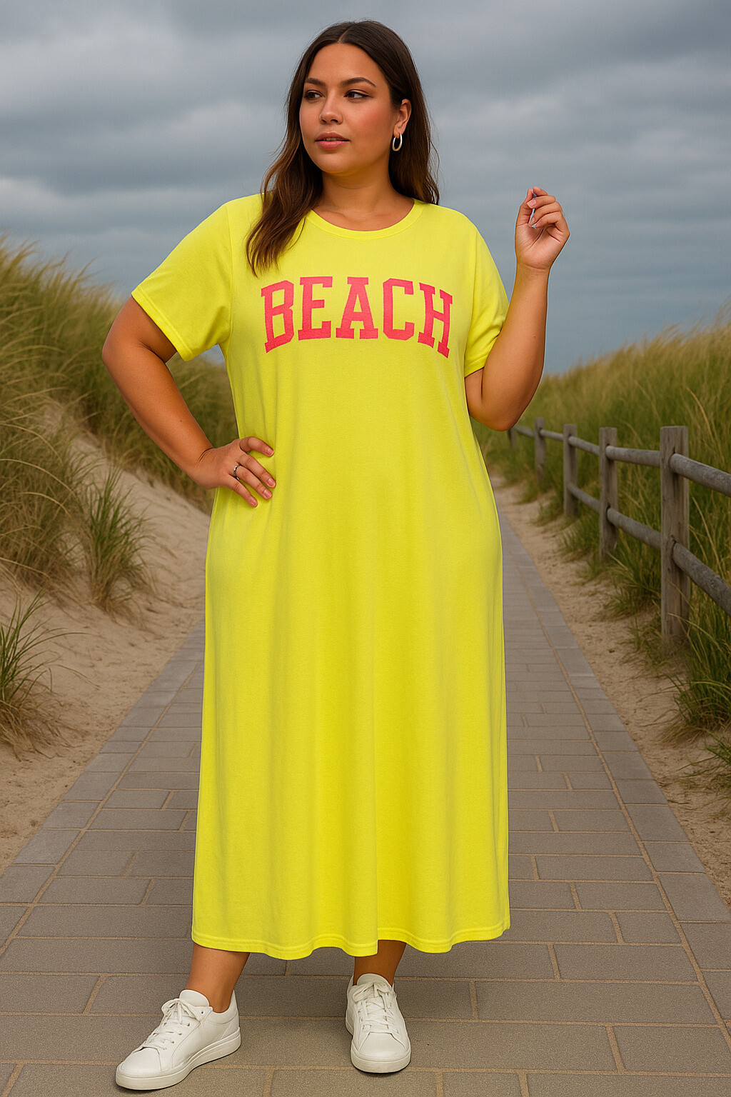 Grossiste Amy&Clo - Plus Size Plus SizeRobe T-shirt « Malibu »