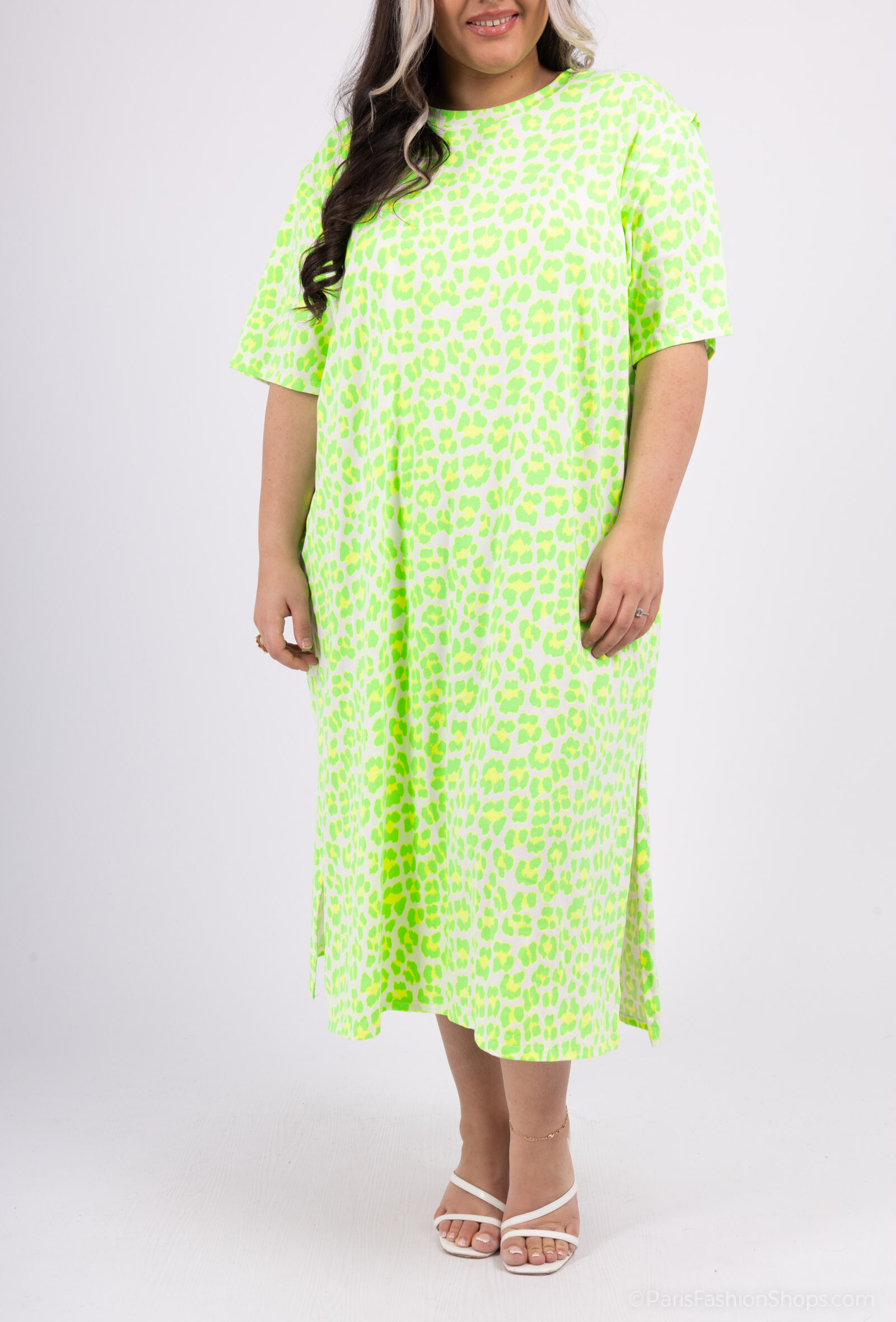 Grossiste Amy&Clo - Plus Size Robes T-shirt Imprimé Léopard