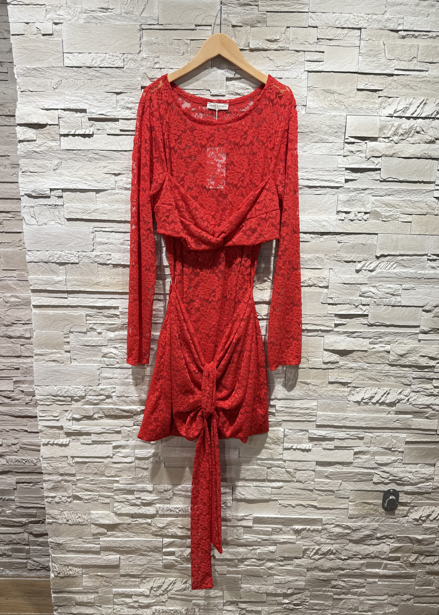 Wholesaler Amy&Clo - More size short lace dress with draped effect