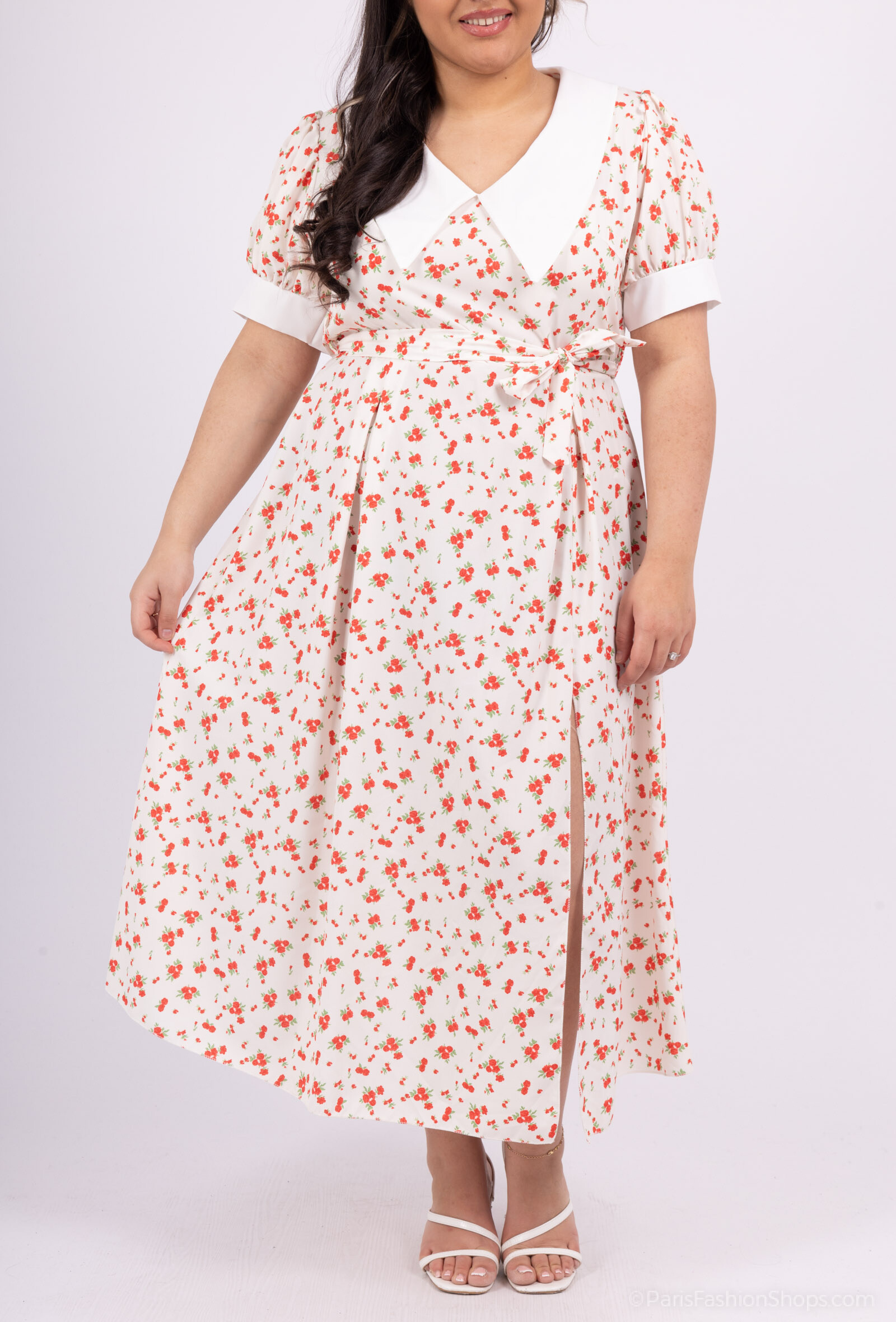 Großhändler Amy&Clo - Mehr Größe Midi Kleid mit kurzen Ärmeln