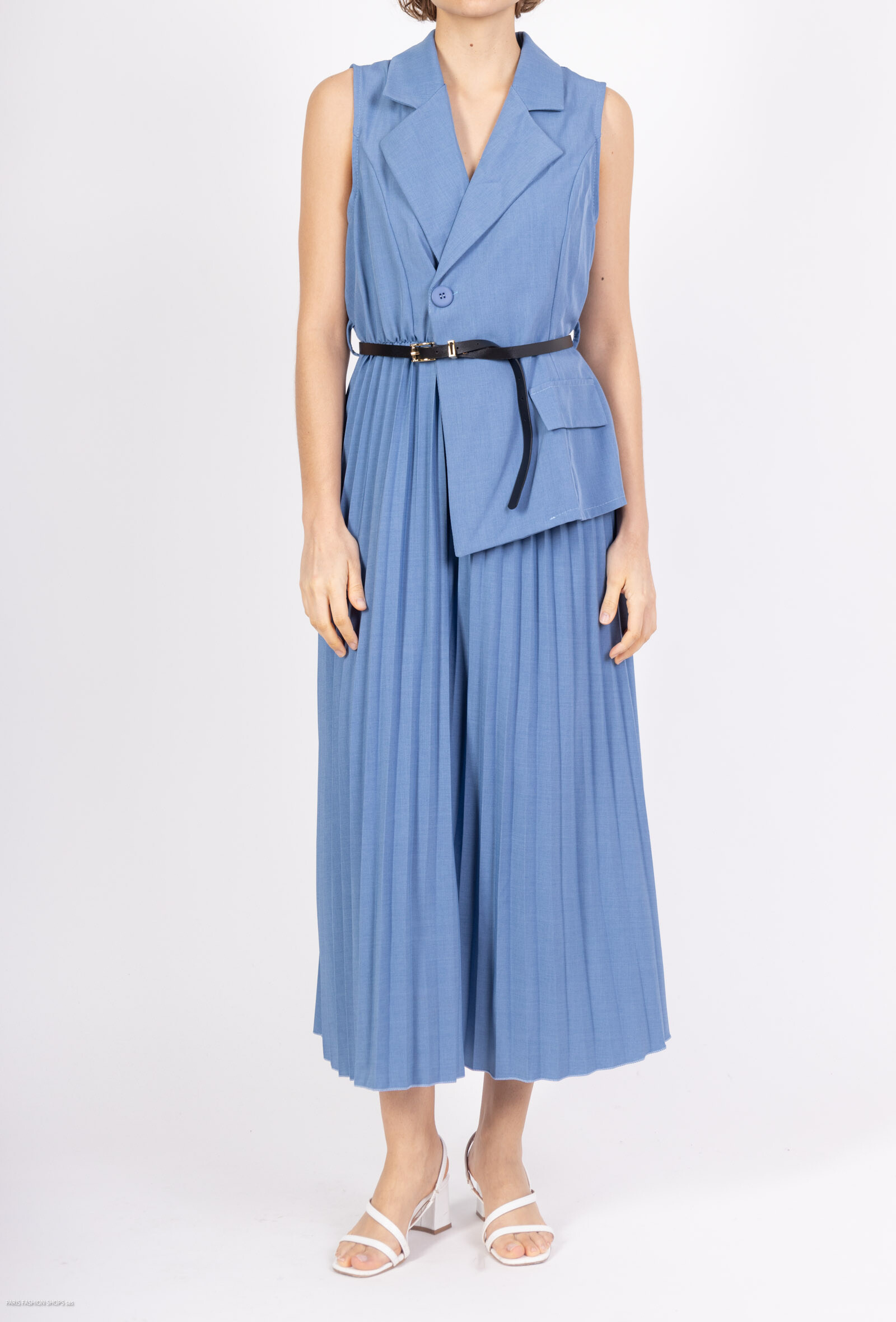 Wholesaler Amy&Clo - Chic sleeveless dress with pleated skirt