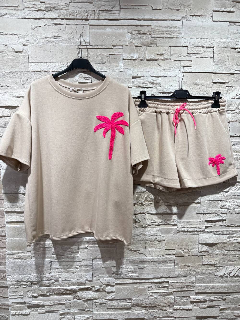 Grossista Amy&Clo - Set maglietta e pantaloncini con motivo albero di palma