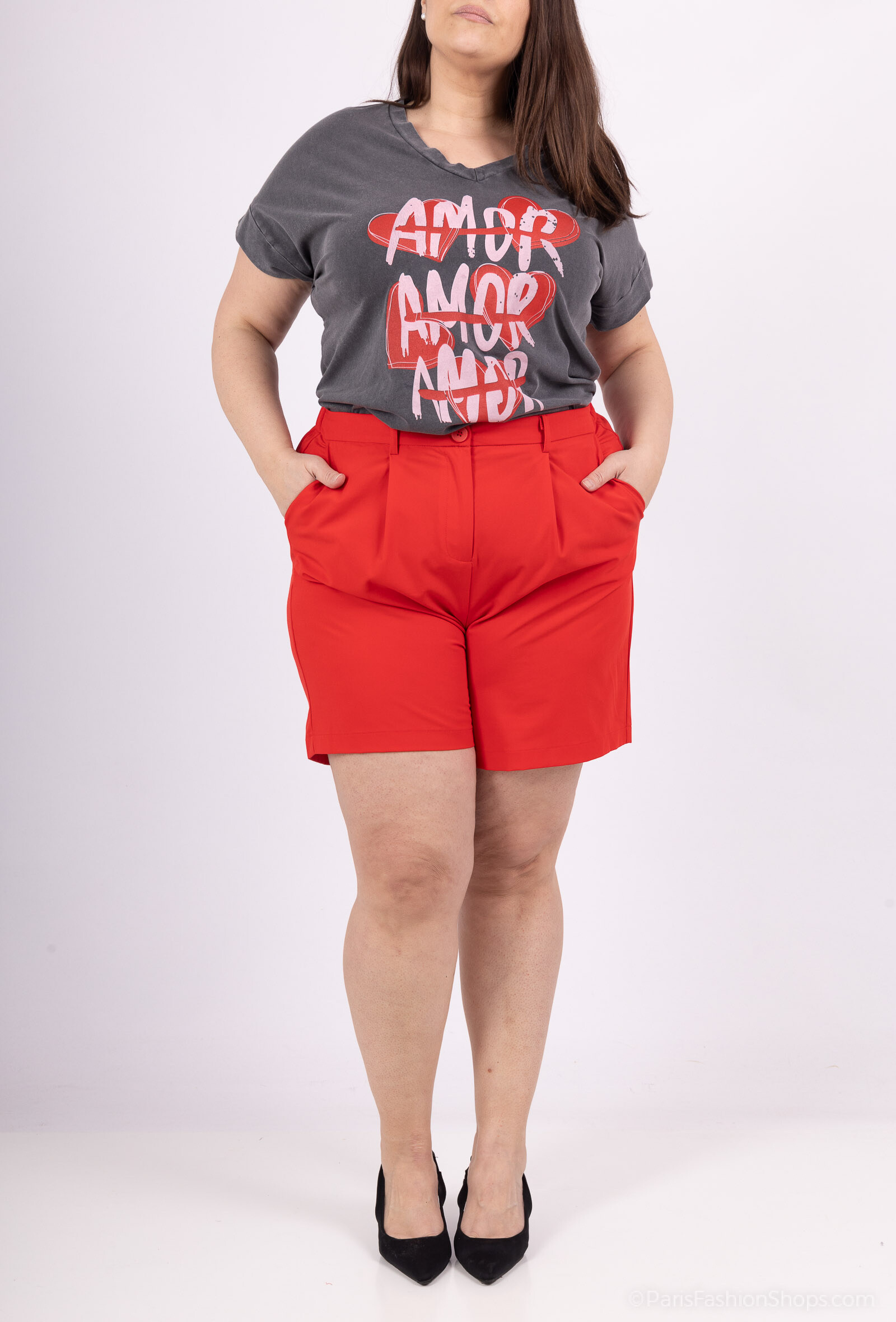 Grossiste Amy&Clo - Plus size Short court taille haute habillé