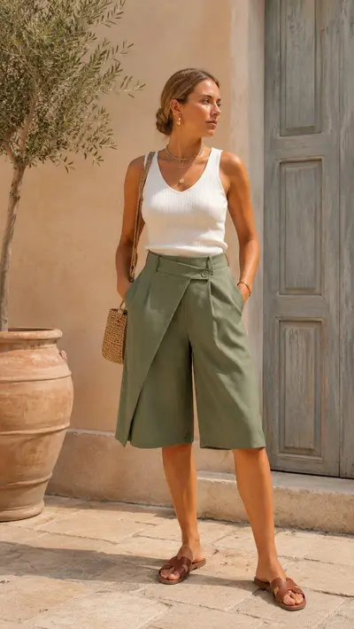 Grossiste Amy&Clo - Bermuda short drapé taille élastique Grossiste Amy&Clo - Bermuda short drapé taille élastique
