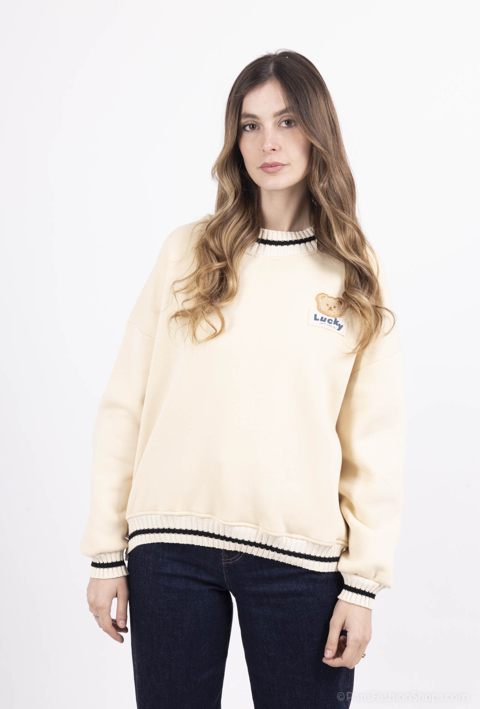 Großhändler Amy&Clo - Weiches Baumwollfleece-Sweatshirt, Einheitsgröße
