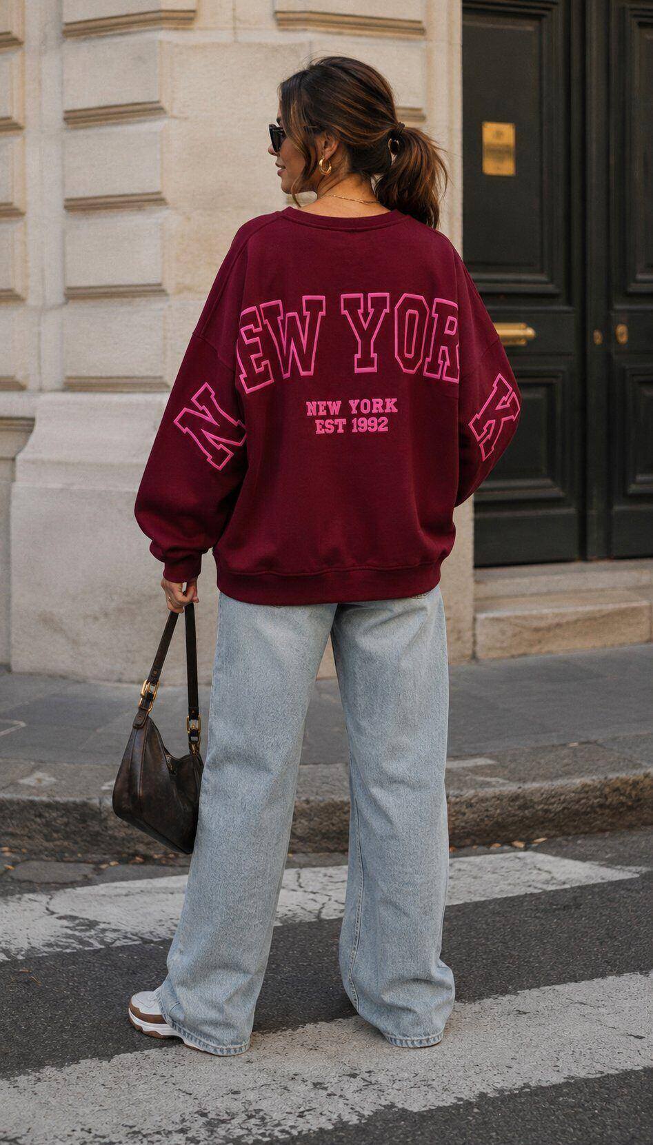 Wholesaler Amy&Clo - Oversized sweatshirt with New York print