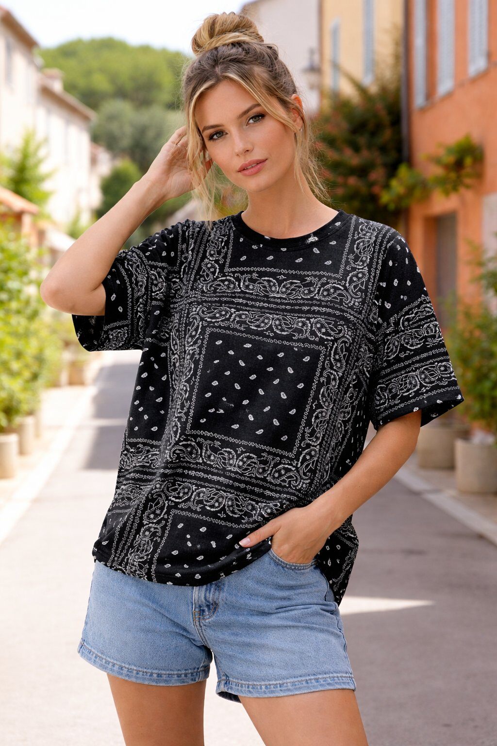 Grossiste Amy&Clo - Sweat Manches Courtes Imprimé