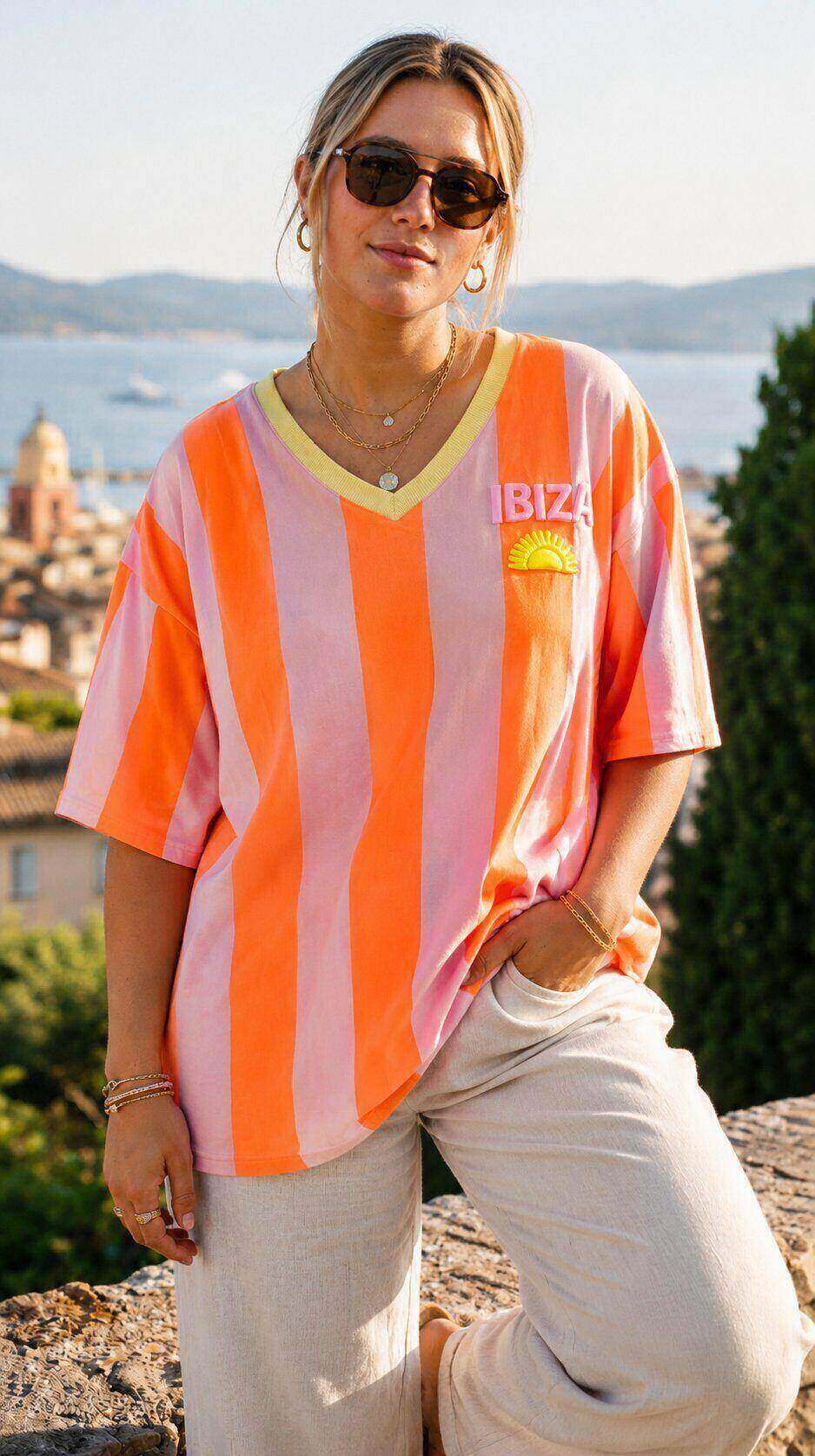 Großhändler Amy&Clo - PLUS SIZE - Oversize T-Shirt Ibiza