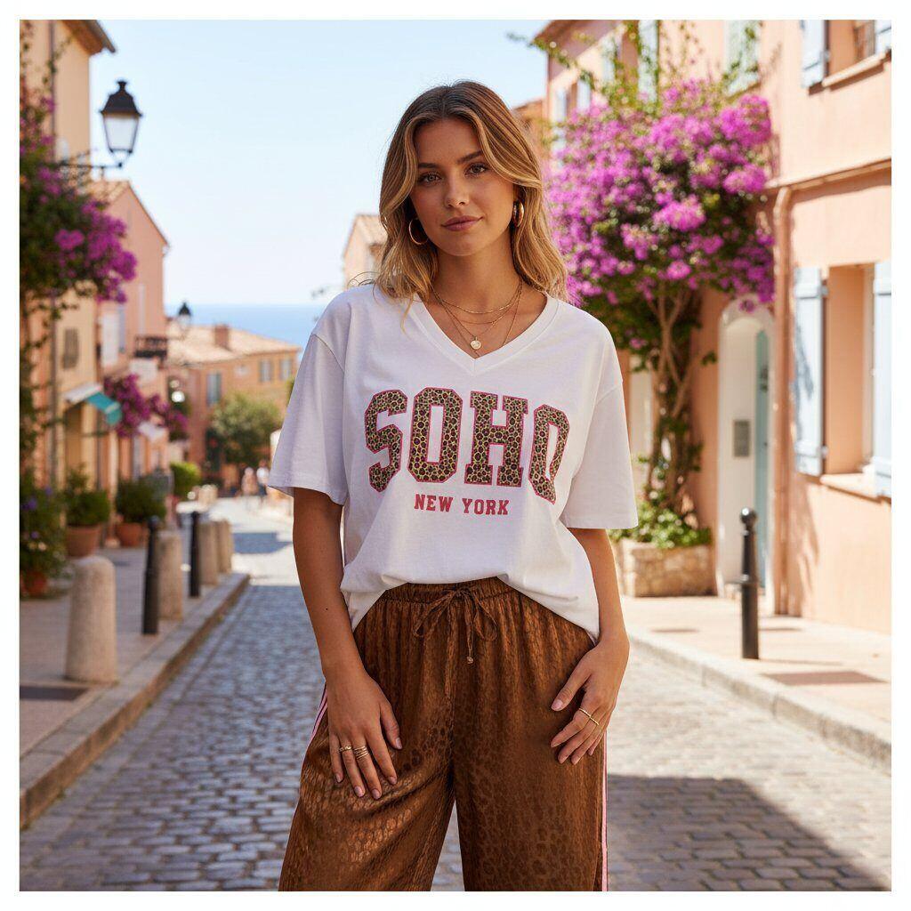 Großhändler Amy&Clo - SOHO V-Ausschnitt T-Shirt