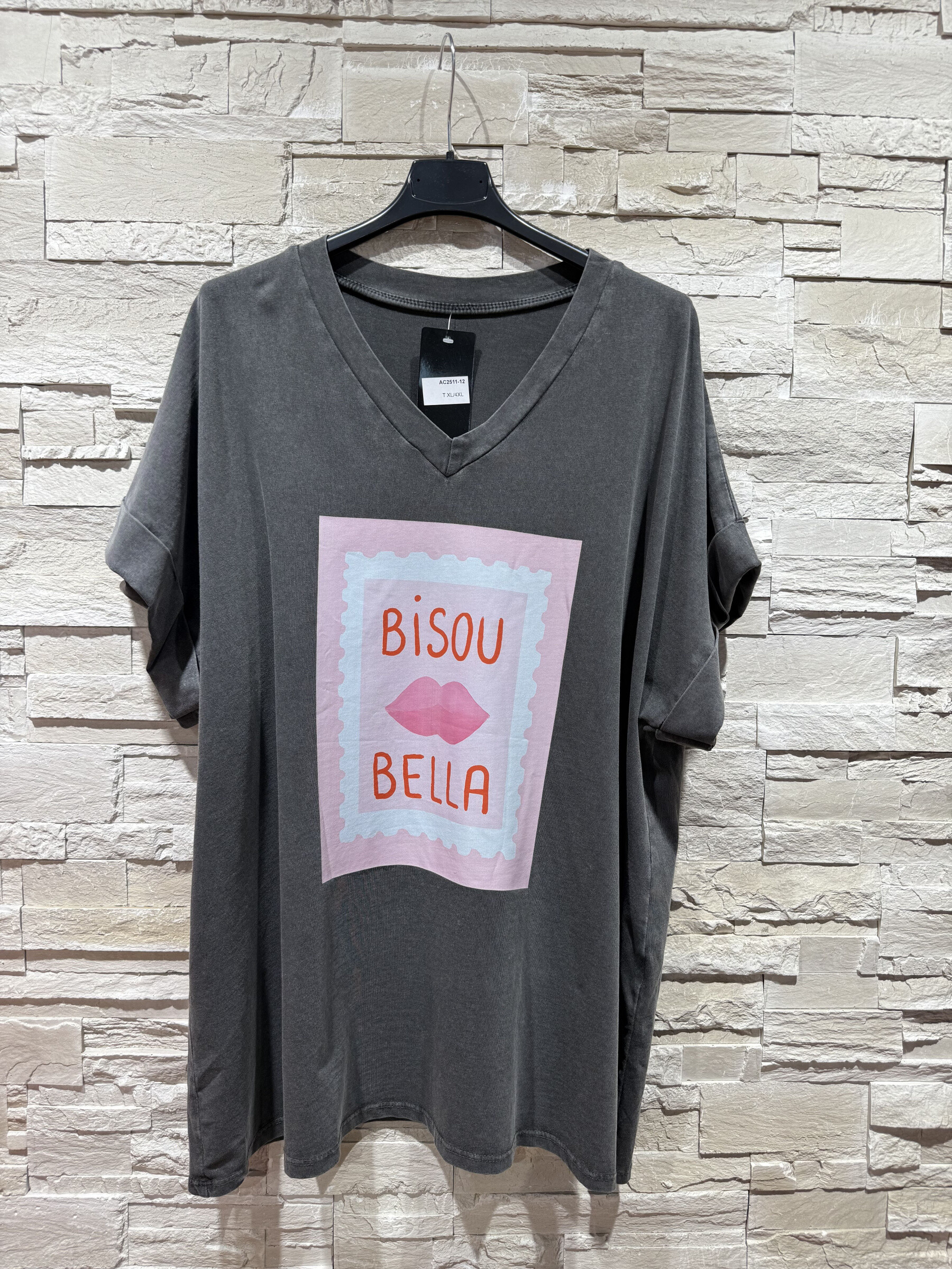 Wholesaler Amy&Clo - Plus Size Plus Size T-shirt Bisou Bella