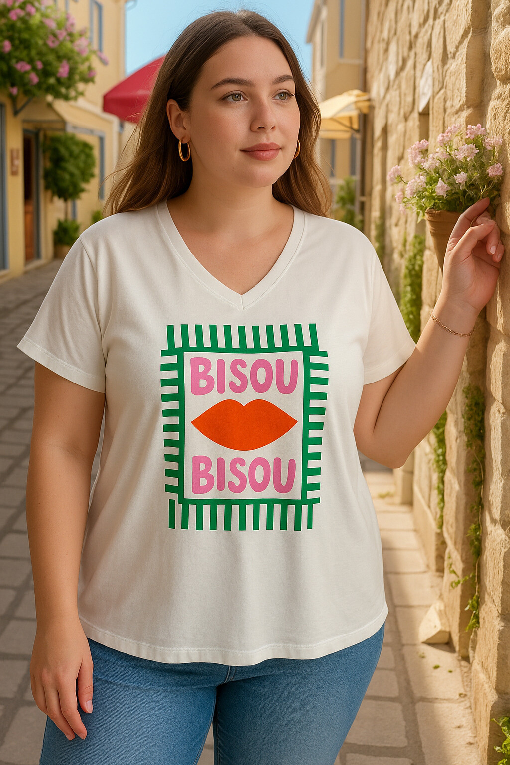 Grossista Amy&Clo - T-shirt basic Plus Size Plus Size Baci