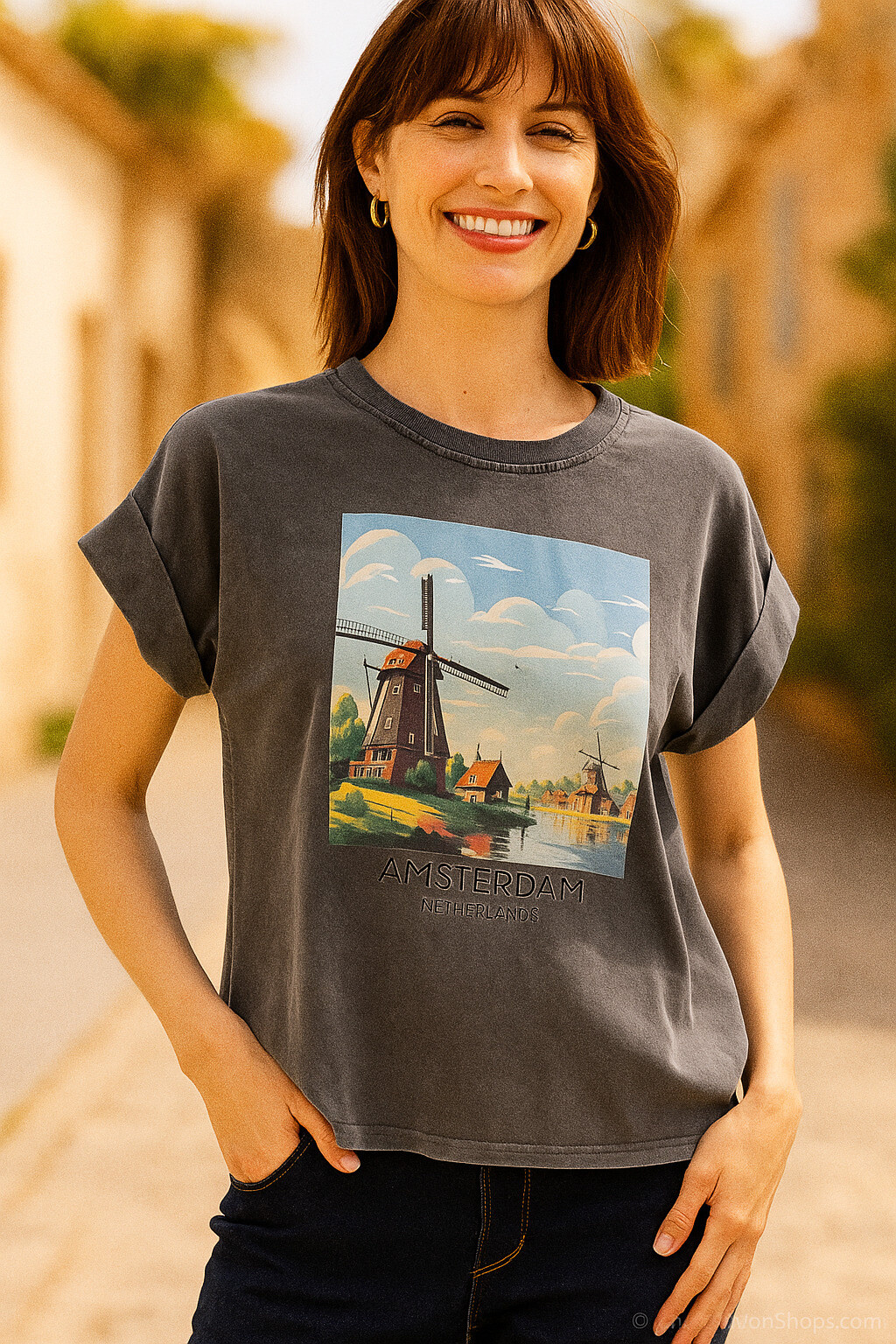 Wholesaler Amy&Clo - Printed T-shirt Amsterdam