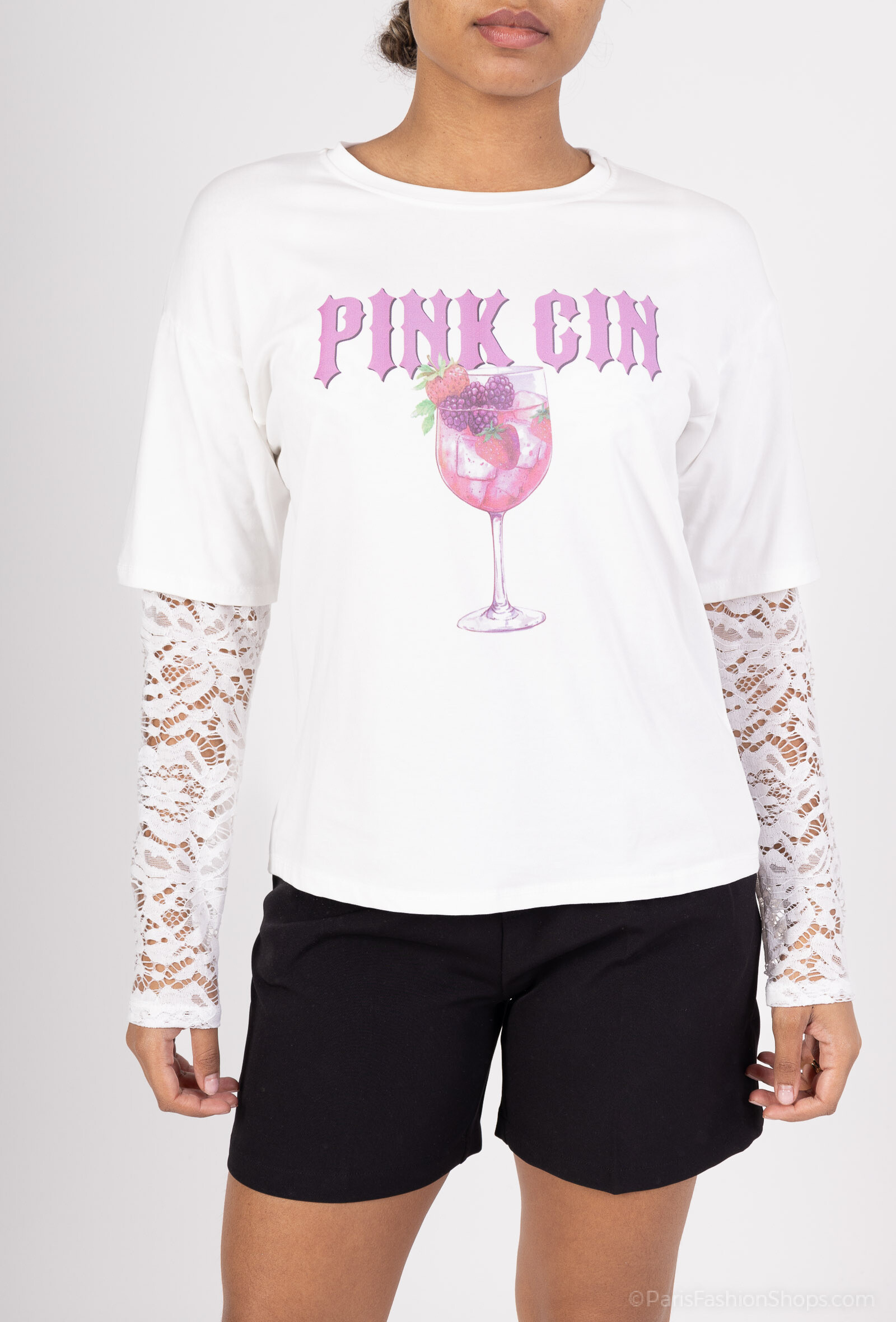 Wholesaler Amy&Clo - Lace sleeve t-shirt