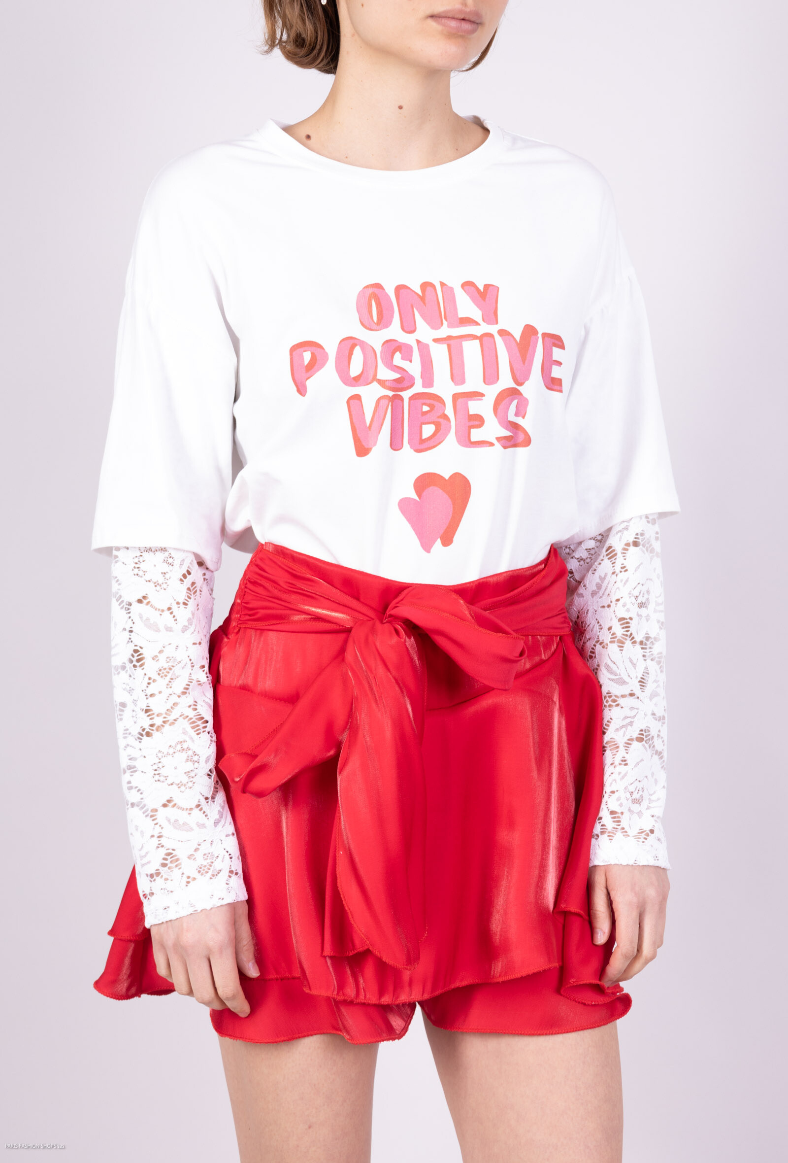 Grossiste Amy&Clo - T-shirt en dentelle avec impression