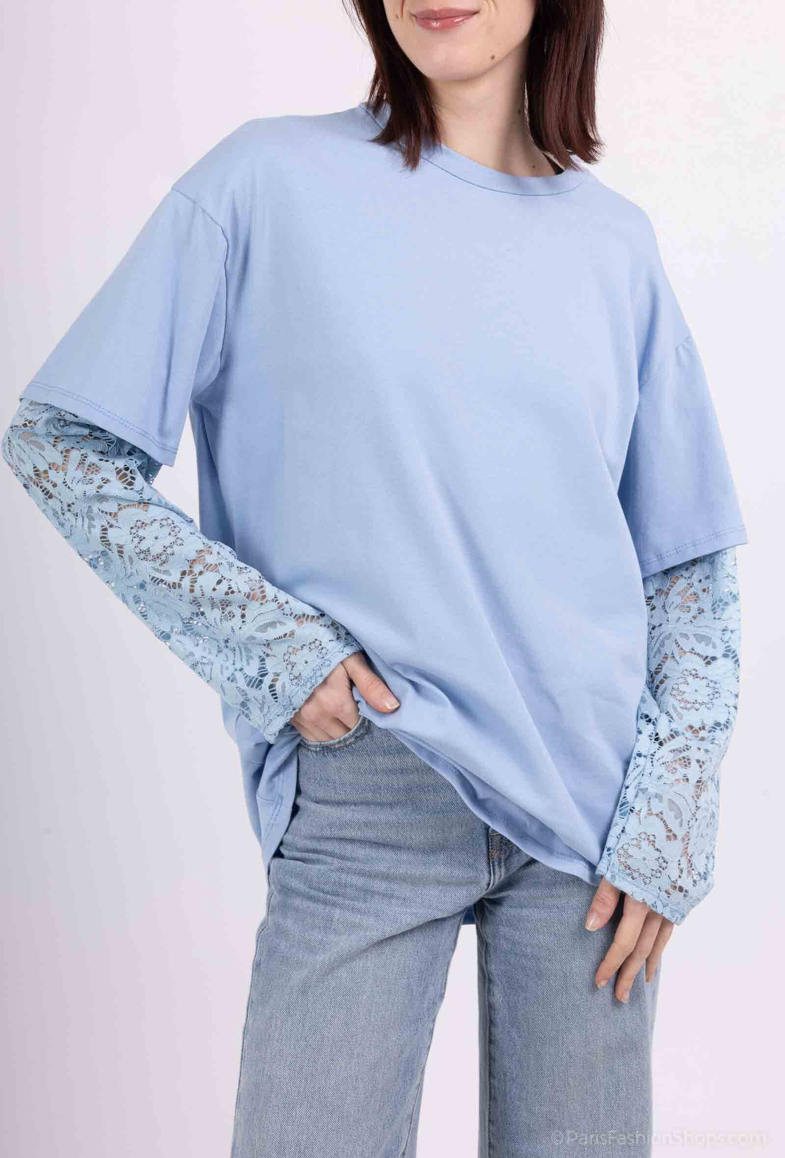 Großhändler Amy&Clo - T-Shirt mit Spitzenschläfen