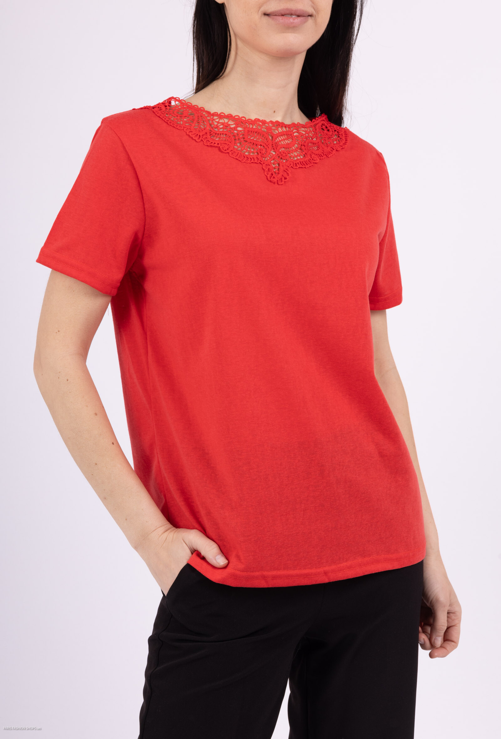 Wholesaler Amy&Clo - Lace collar t-shirt