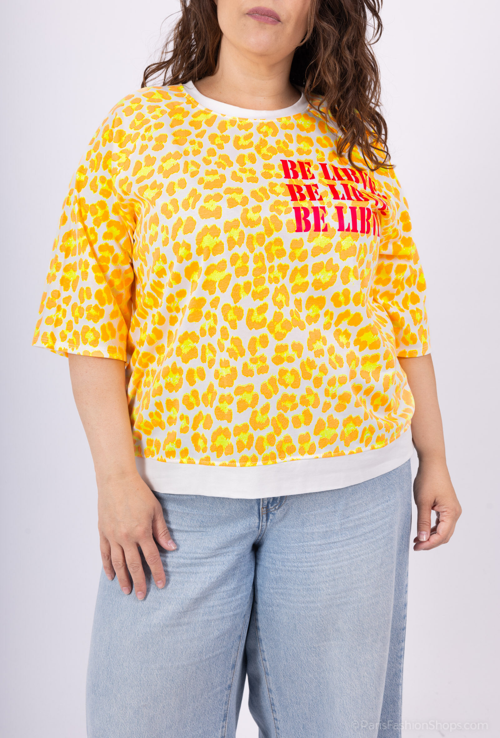 Großhändler Amy&Clo - Mehr Größe Leopard gedrucktes T-Shirt