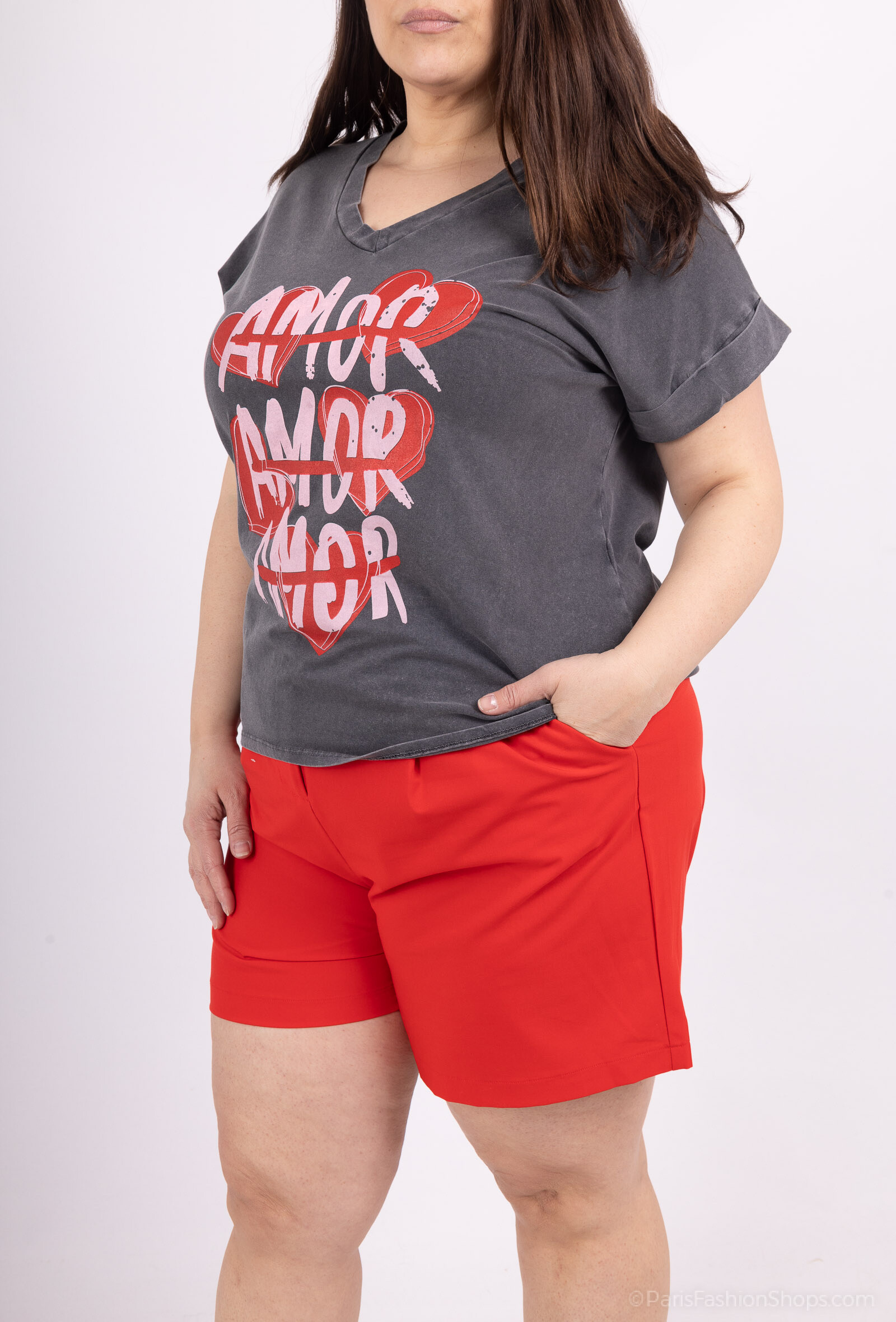 Wholesaler Amy&Clo - More size t-shirt "amor" fashion