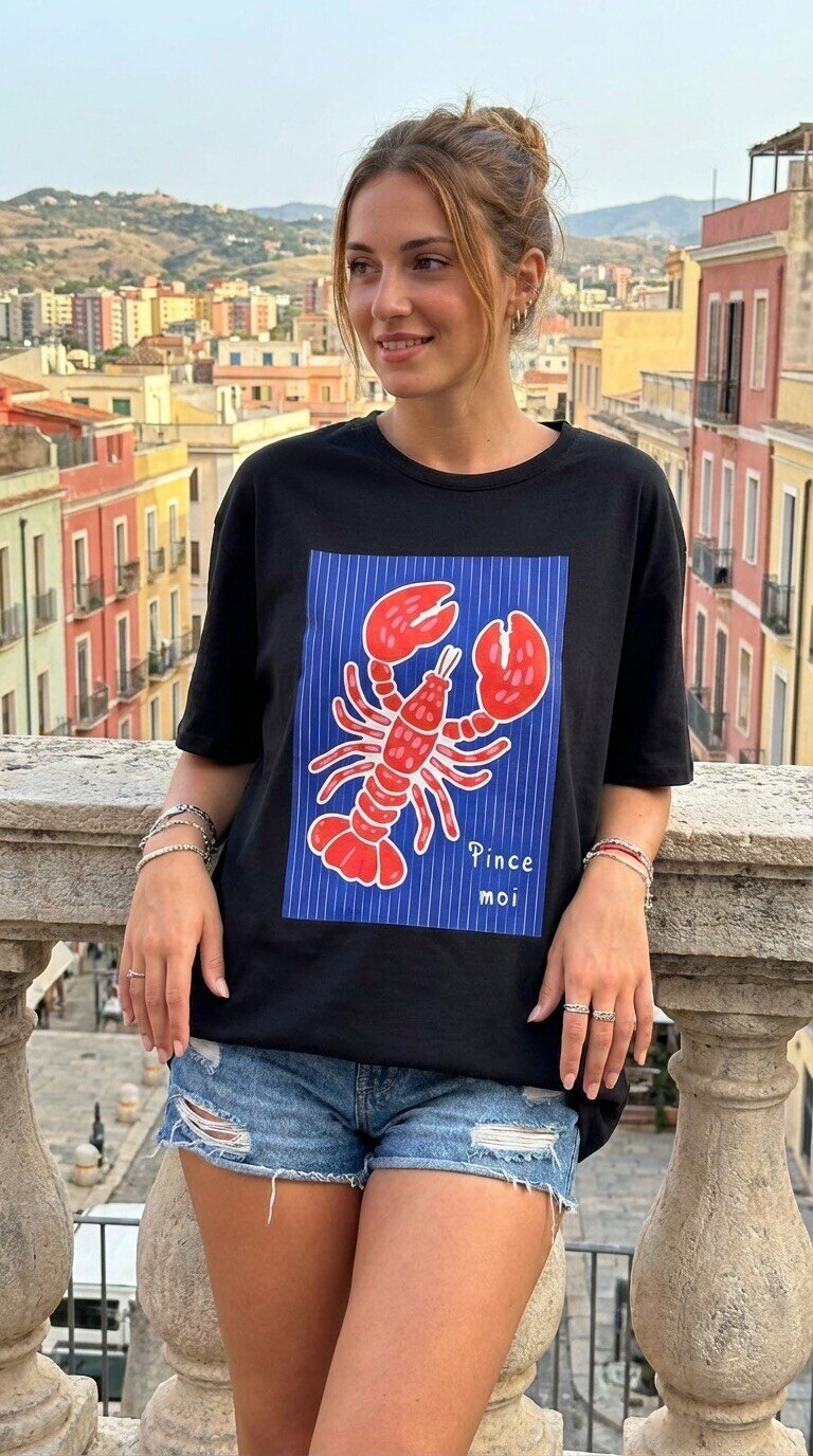 Mayorista Amy&Clo - Camiseta Oversize con Estampado de LOBSTER