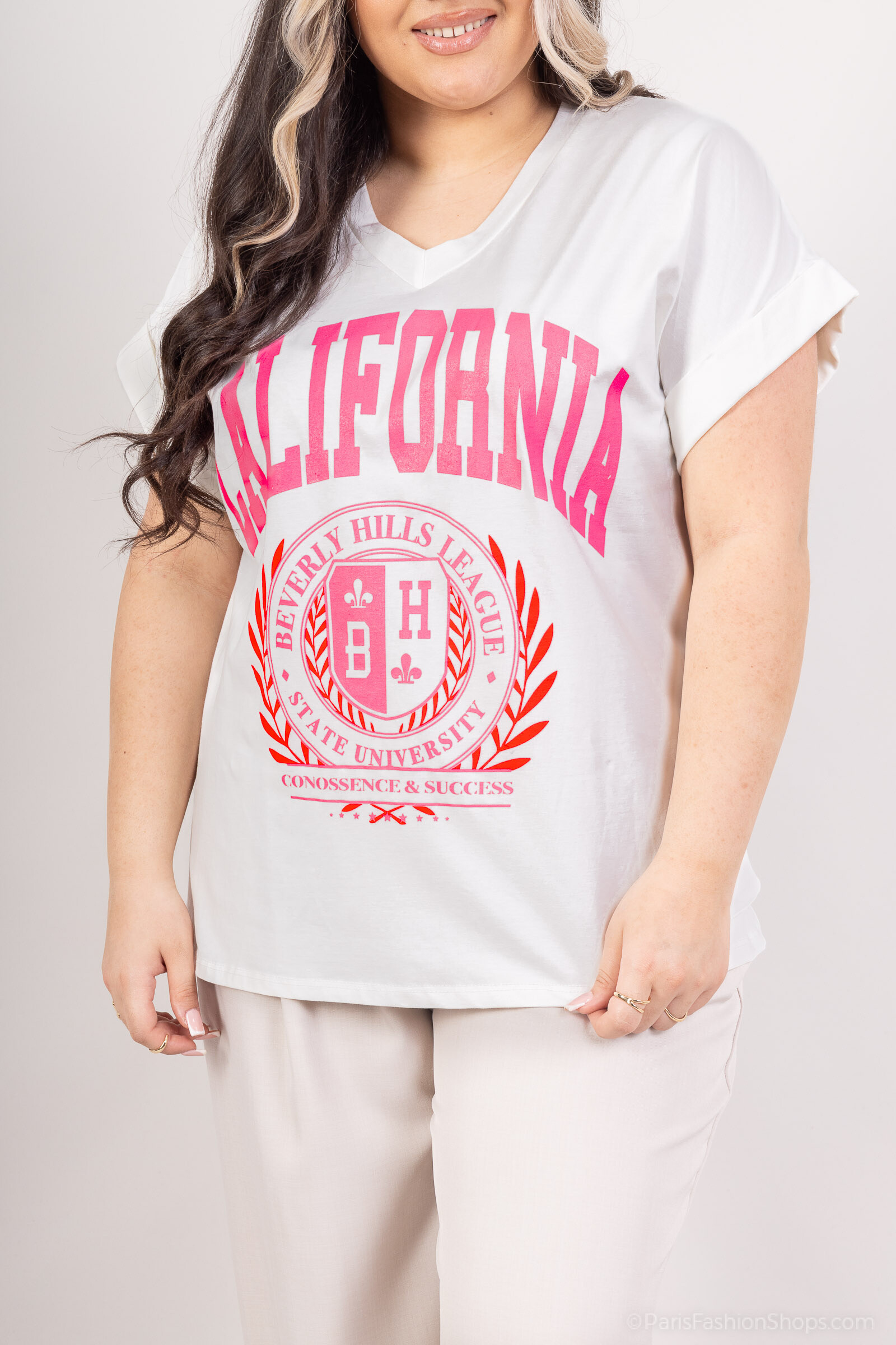 Grossiste Amy&Clo - Plus Size T-shirt oversized California