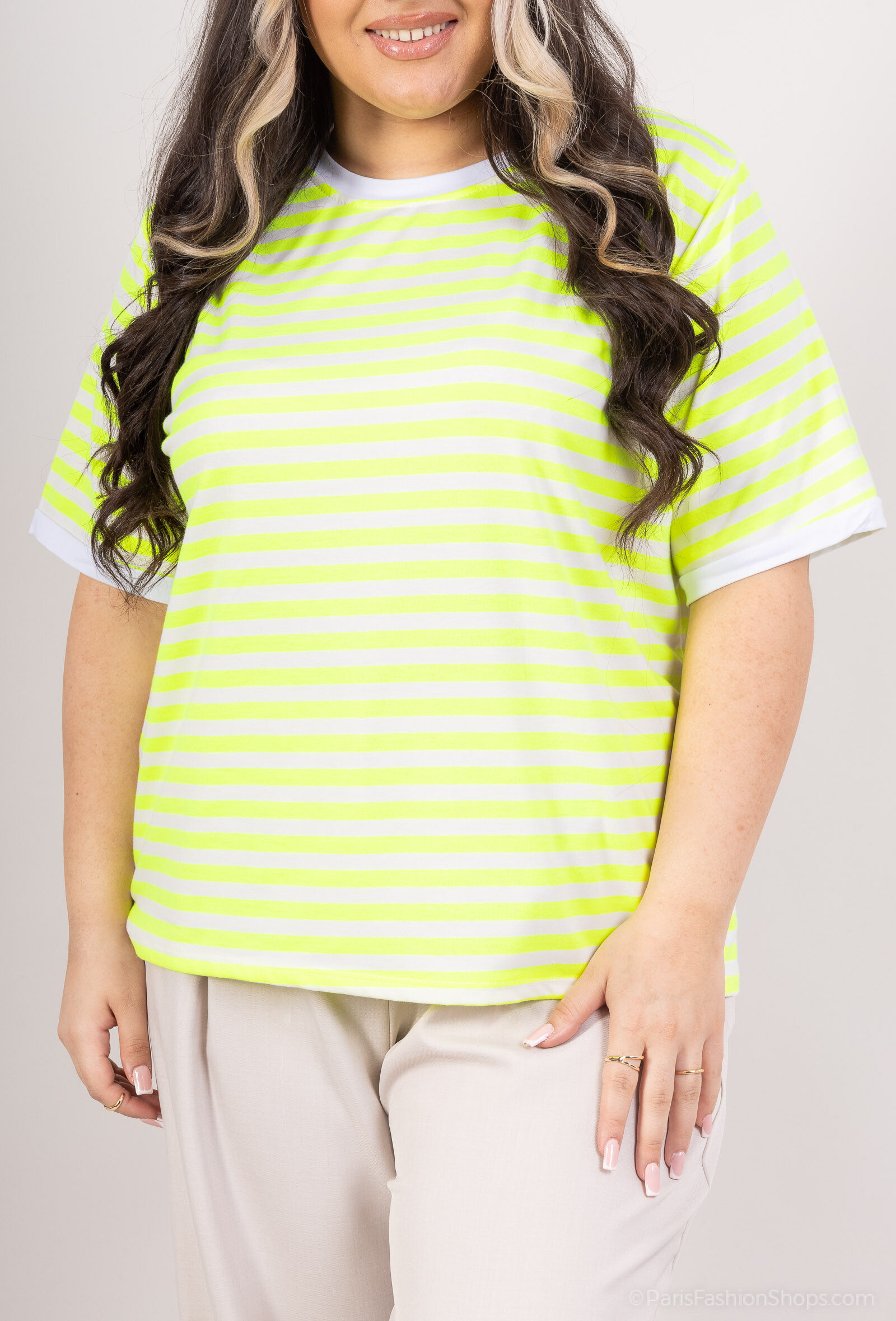 Grossiste Amy&Clo - Plus Size T-shirt à Rayures