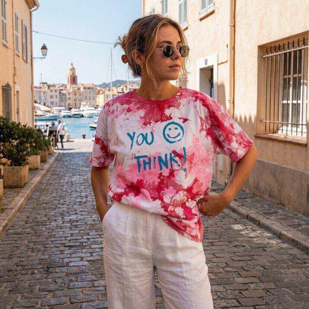 Großhändler Amy&Clo - Handgefertigtes Baumwoll-Tie-Dye-T-Shirt