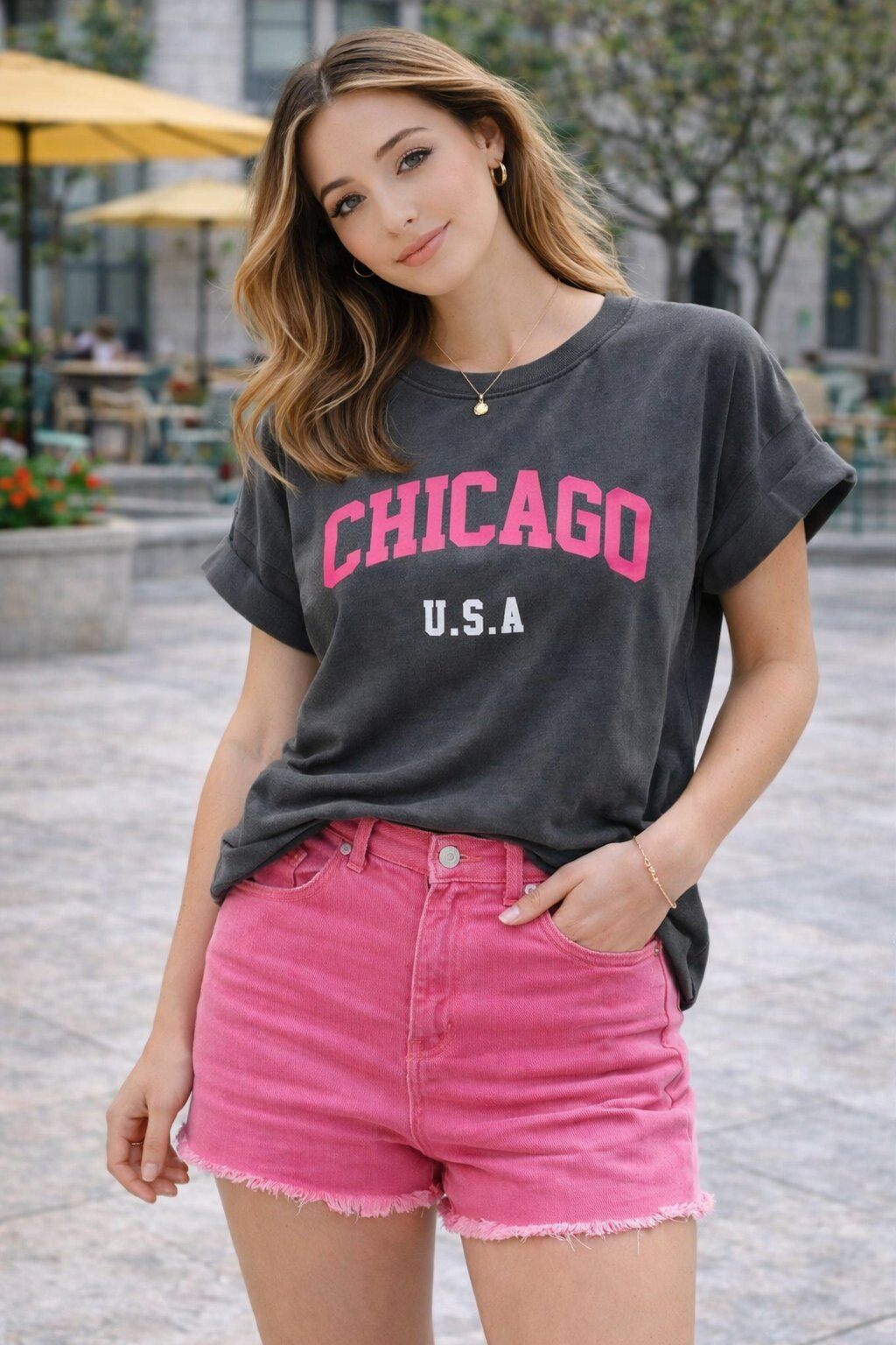 Mayorista Amy&Clo - Camiseta Stone Washed 'CHICAGO'