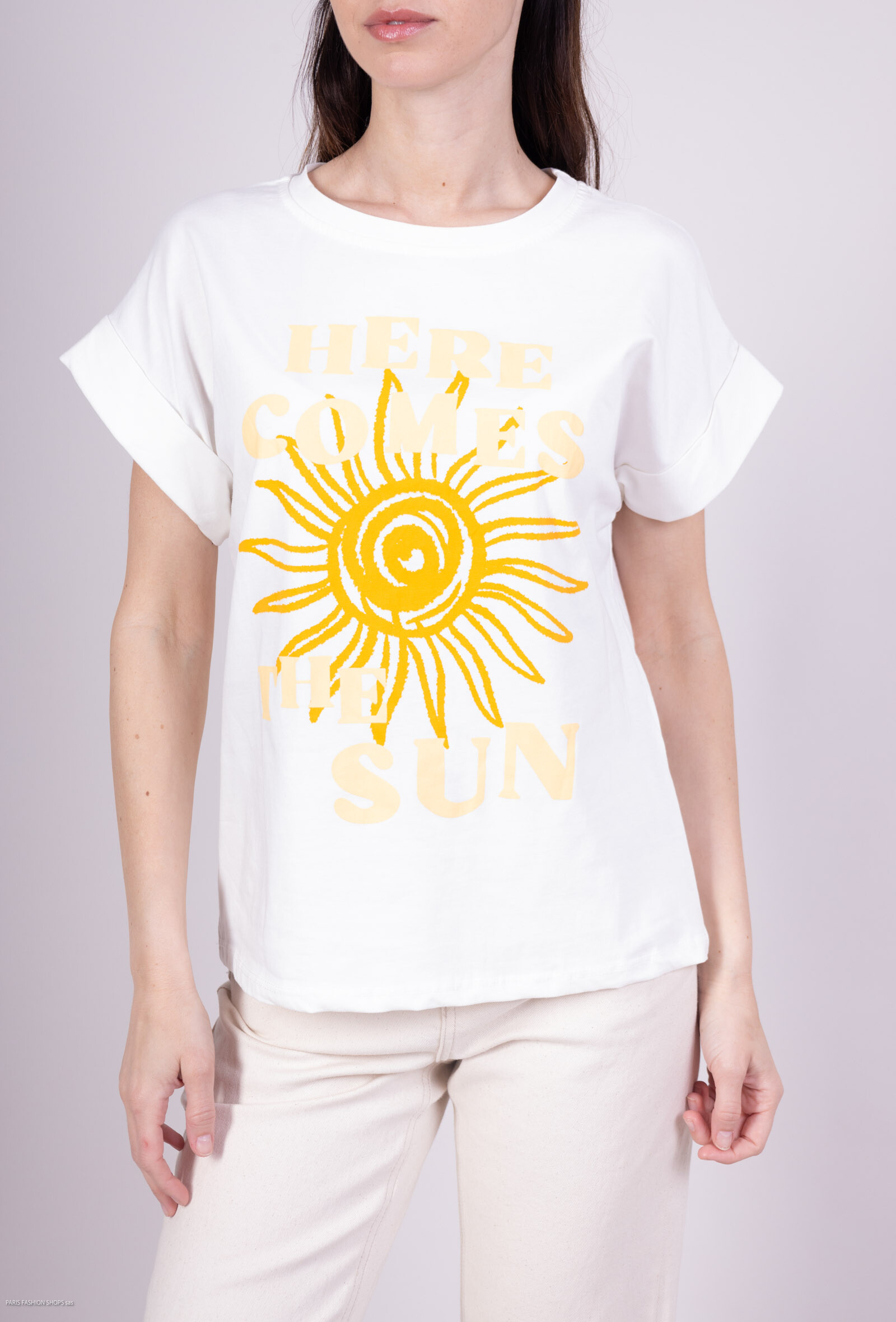 Grossiste Amy&Clo - T-shirt imprimé 'Here Comes The Sun'