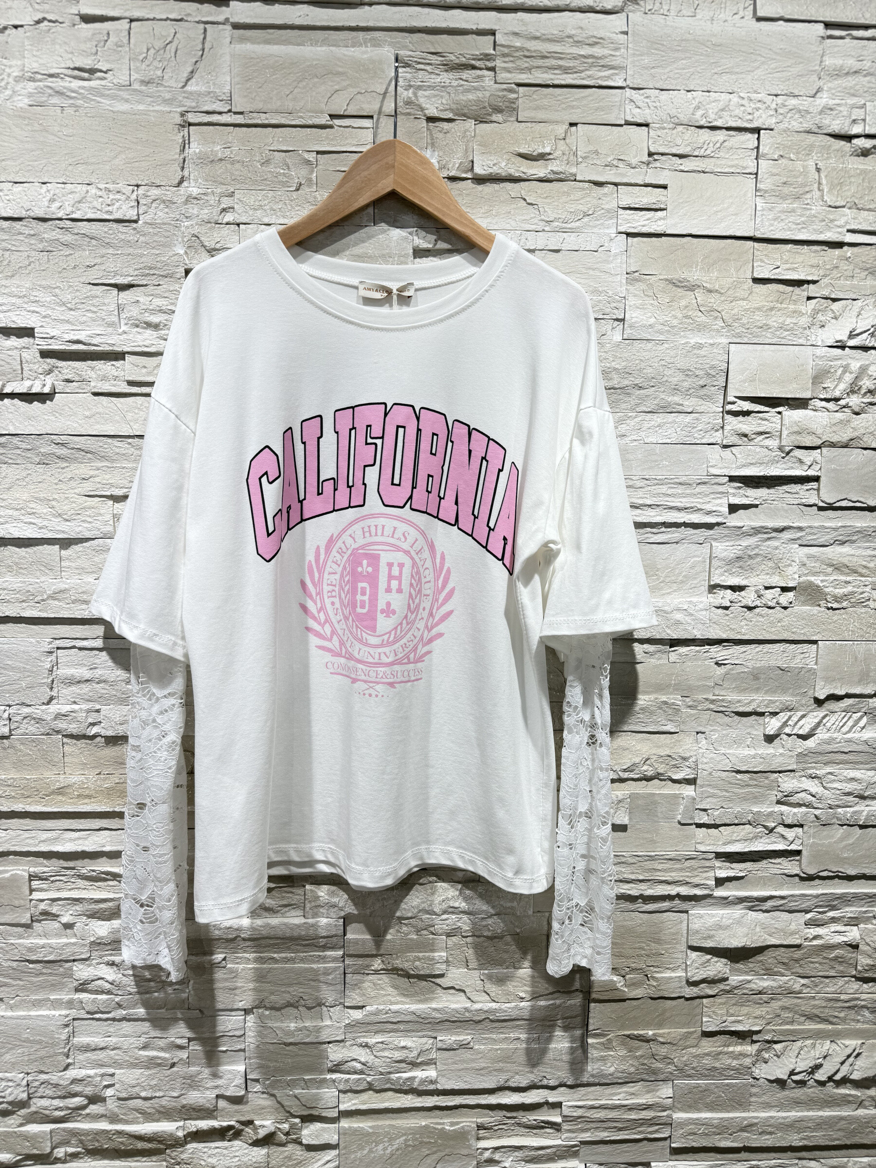 Grossista Amy&Clo - T-shirt in pizzo con stampa