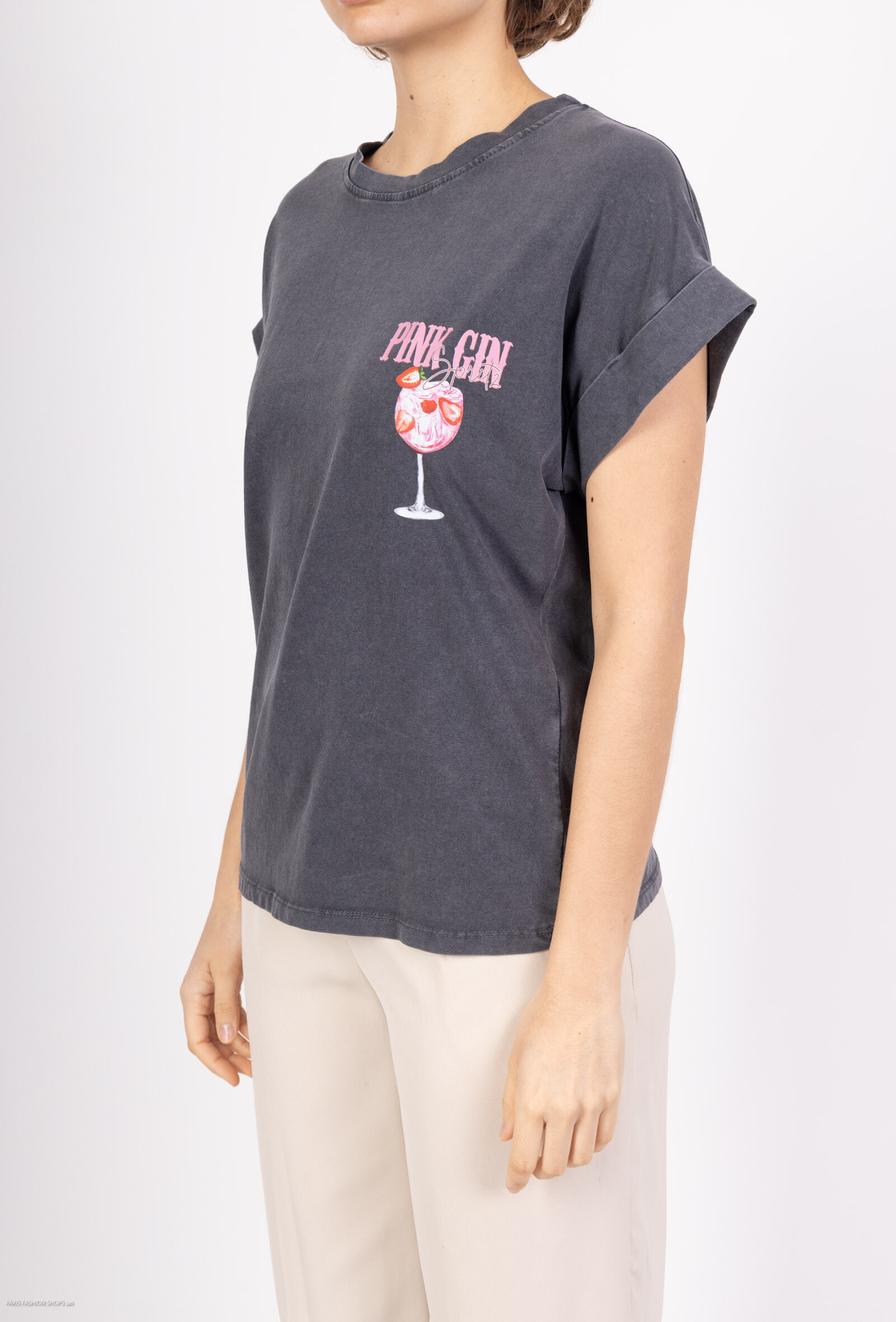 Wholesaler Amy&Clo - Washed pink gin t-shirt