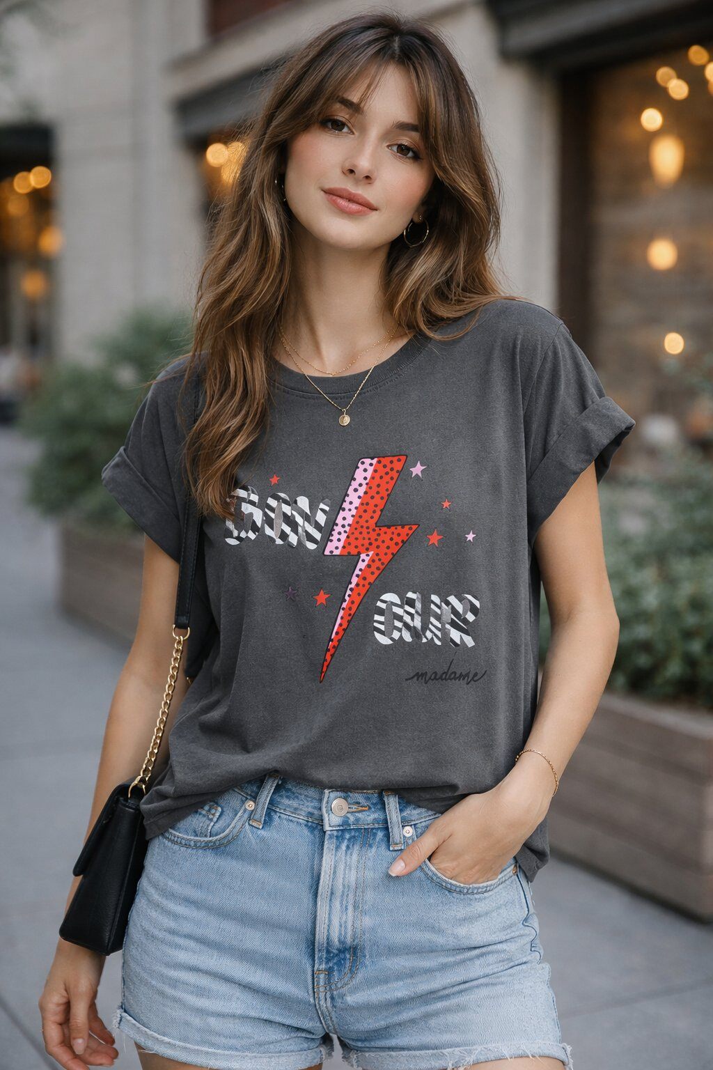 Grossista Amy&Clo - T-shirt Stone Washed BonJour
