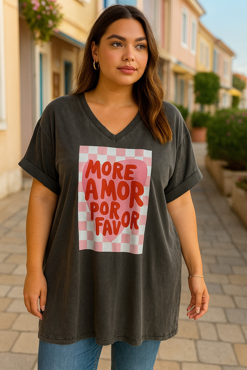 Grossista Amy&Clo - T-shirt taglie forti 'Più amore'