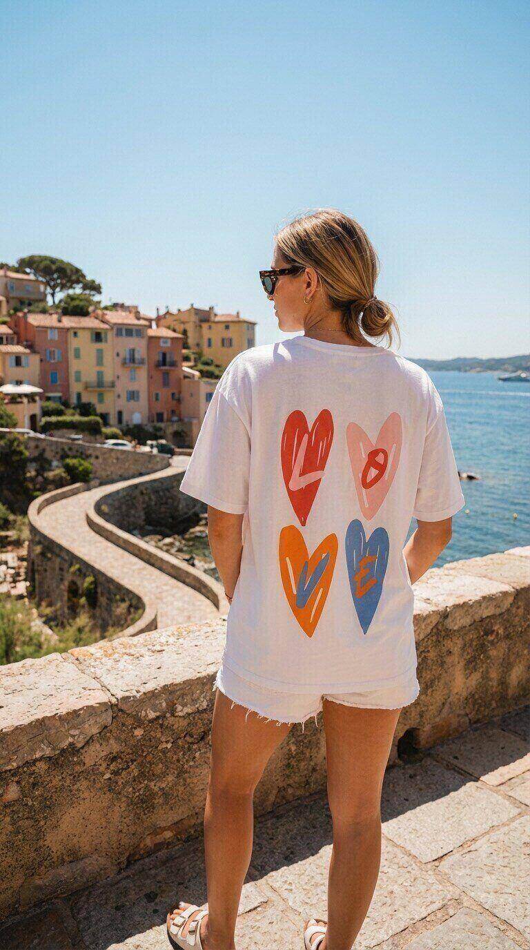 Großhändler Amy&Clo - LOVE bedrucktes Baumwoll-T-Shirt
