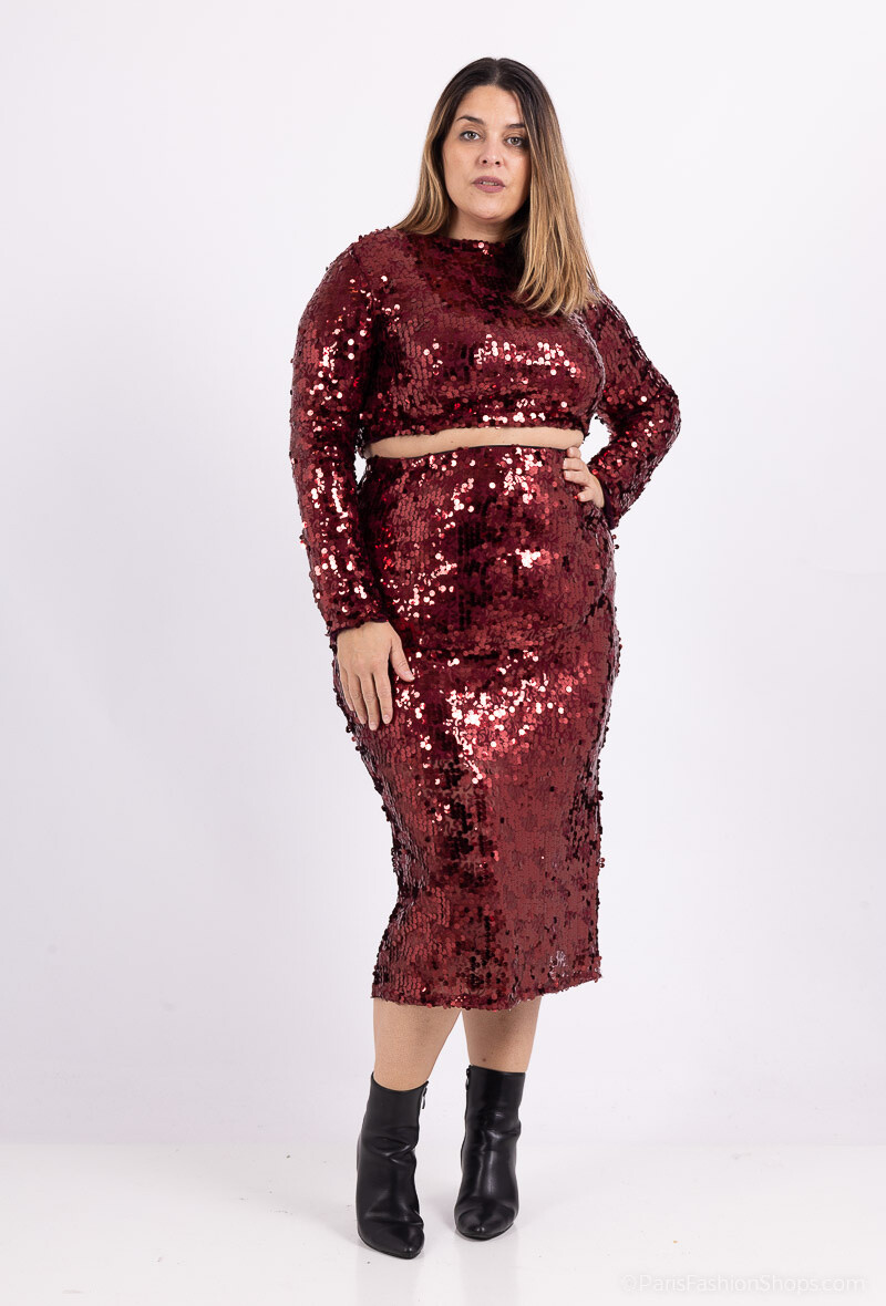 Mayorista Amy&Clo - Top corto de lentejuelas talla grande