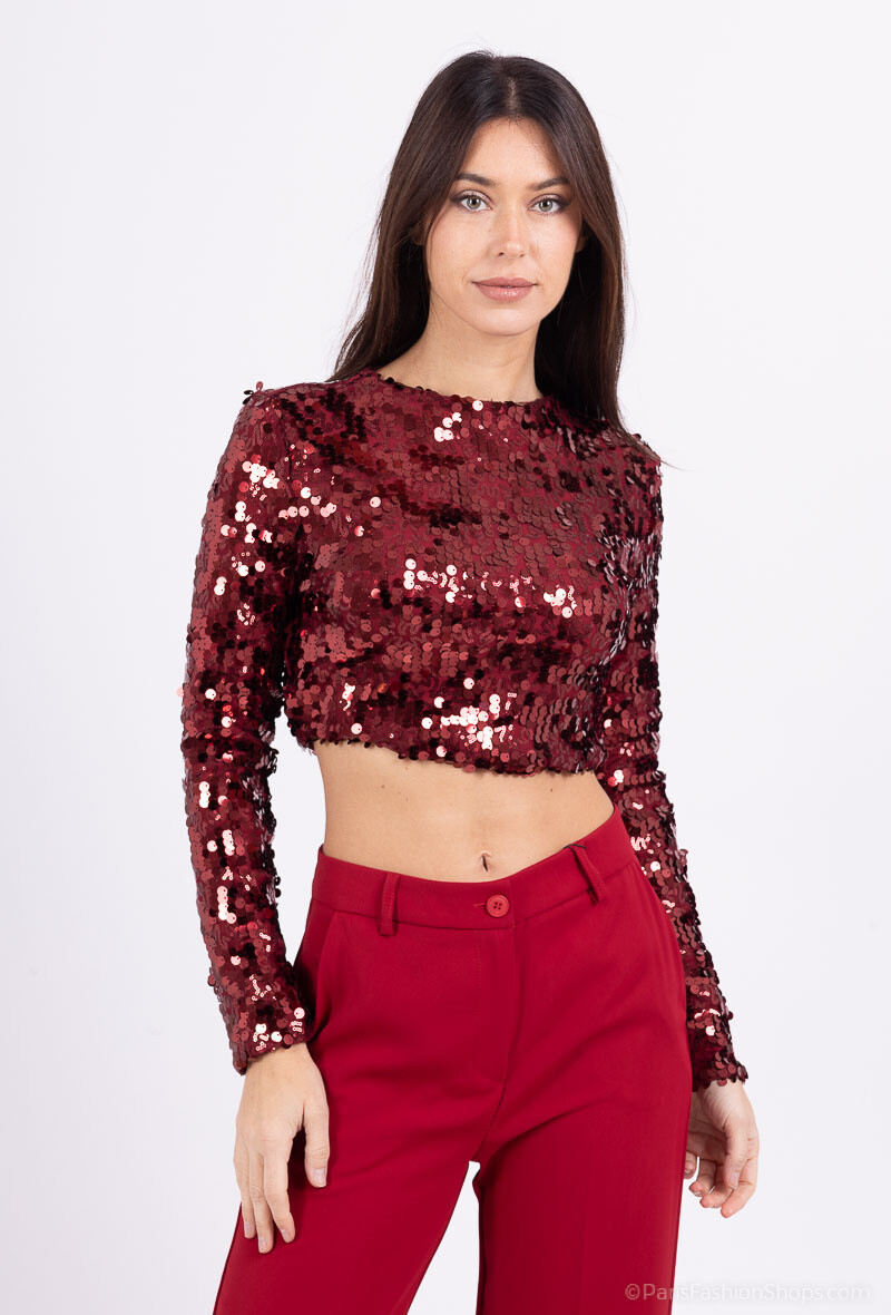 Wholesaler Amy&Clo - Lined sequin cropped top
