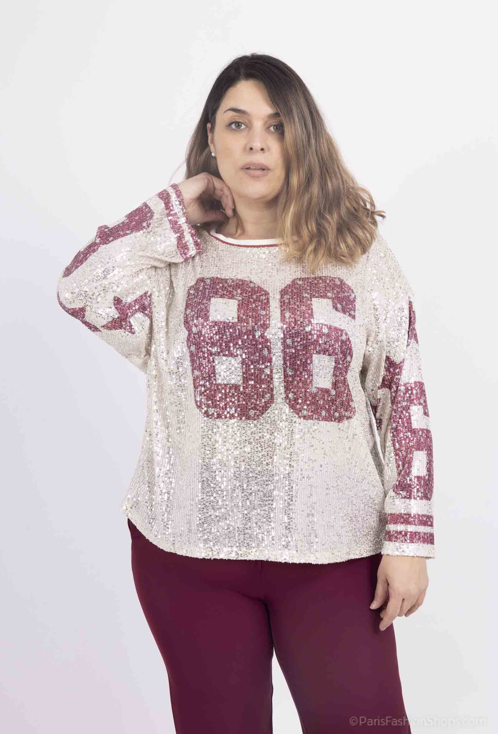 Mayorista Amy&Clo - Top de lentejuelas estilo americano, talla grande