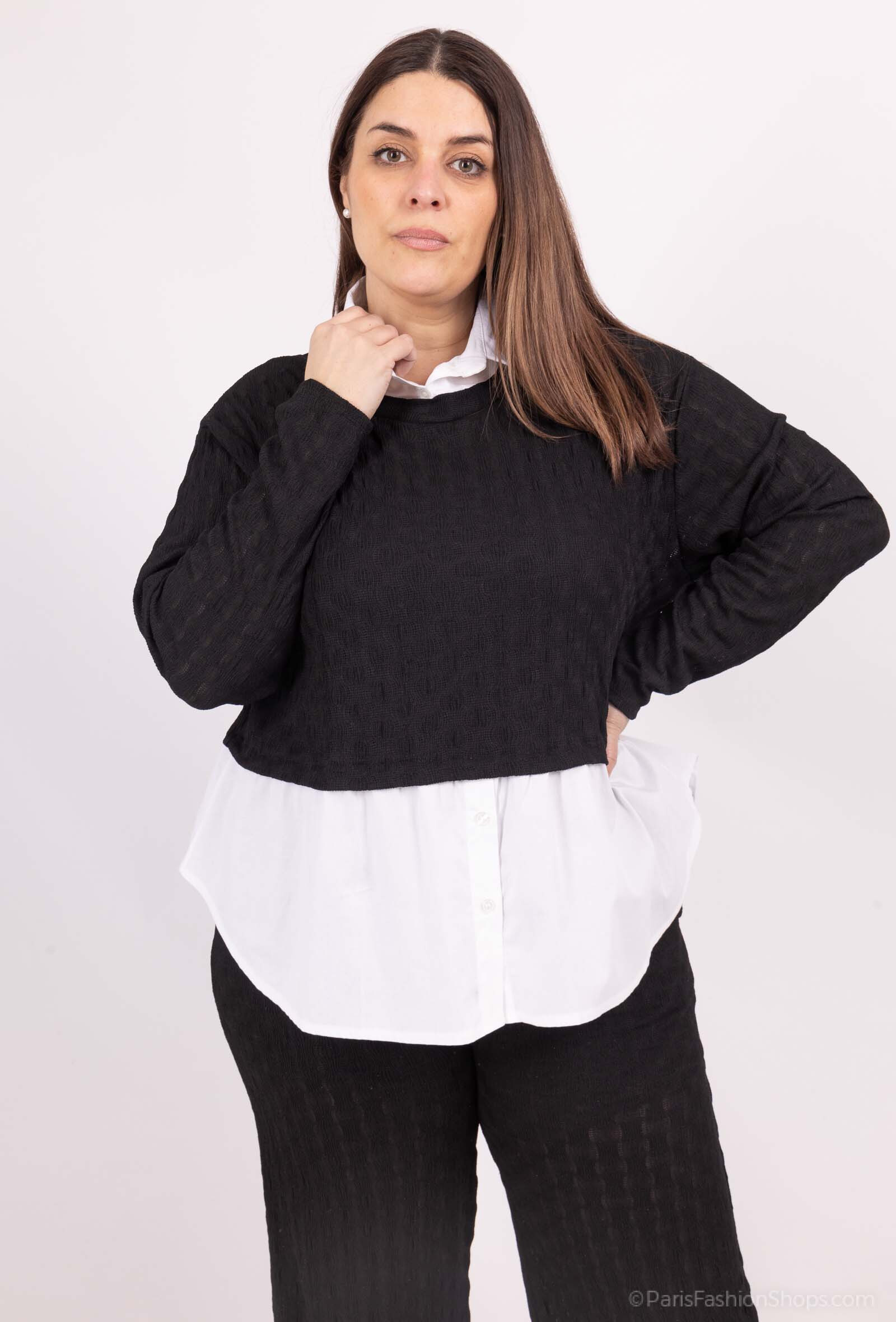 Mayorista Amy&Clo - Camiseta de más tamaño en la camiseta 2 en 1