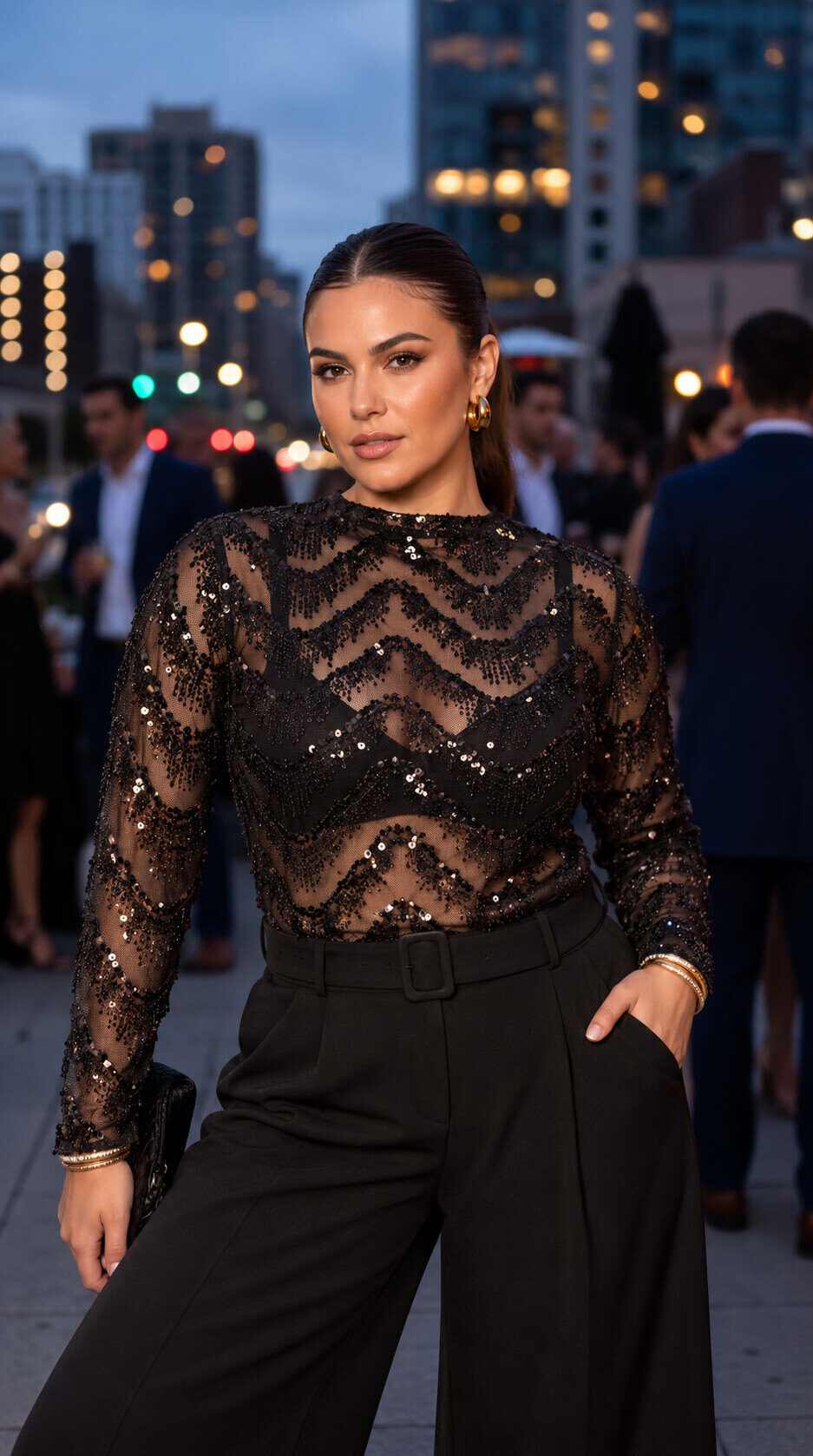 Großhändler Amy&Clo - PLUS SIZE - Besticktes Netz-Top