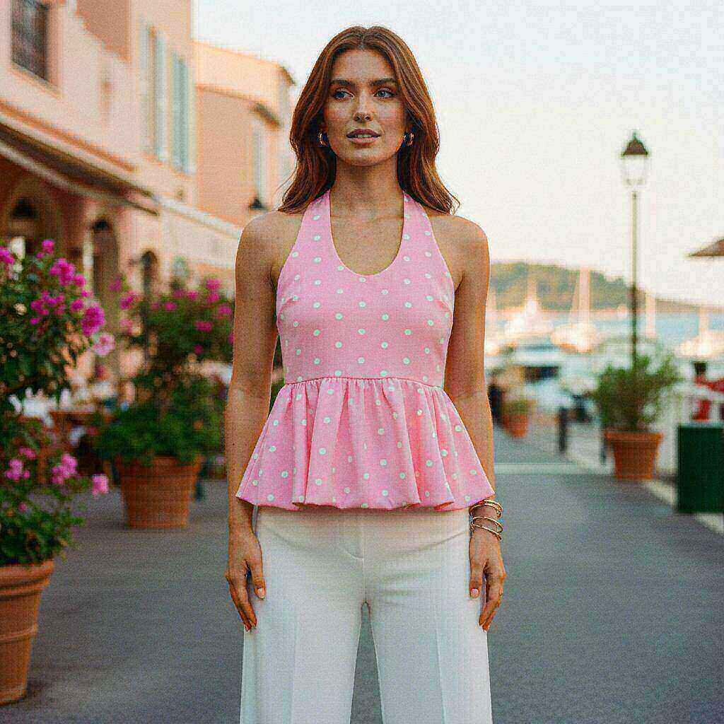 Großhändler Amy&Clo - Gepunktetes Peplum-Top