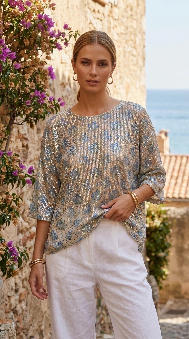 Wholesaler Amy&Clo - Floral Sequin Top