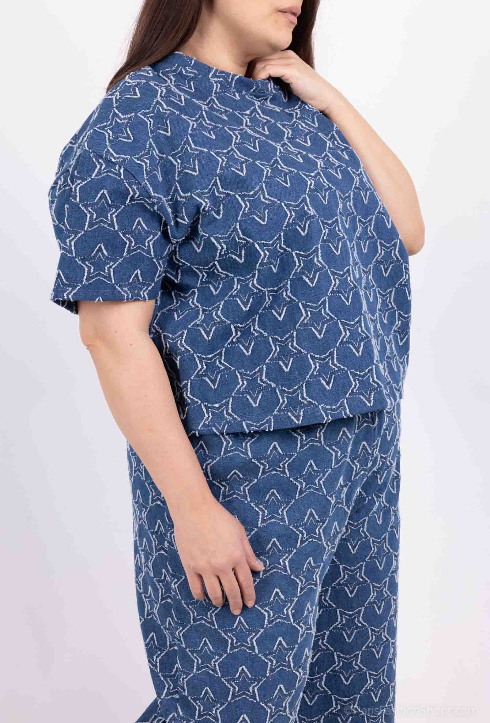 Mayorista Amy&Clo - TALLA GRANDE-Camiseta Estrellas Bordadas
