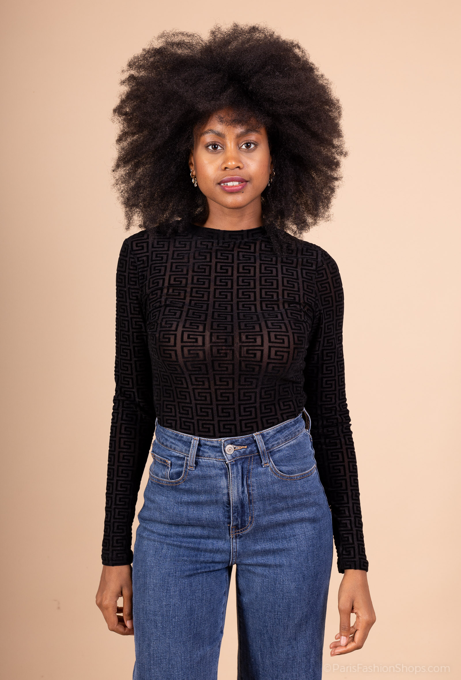 Wholesaler Amy&Clo - Long sleeve mesh printed bodysuit