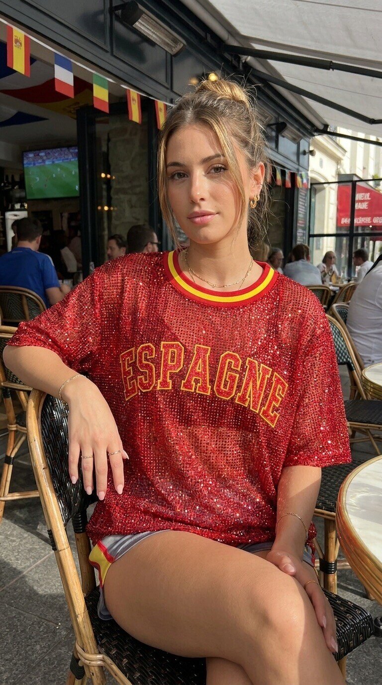 Grossiste Amy&Clo - Tee shirt sequins "ESPAGNE"