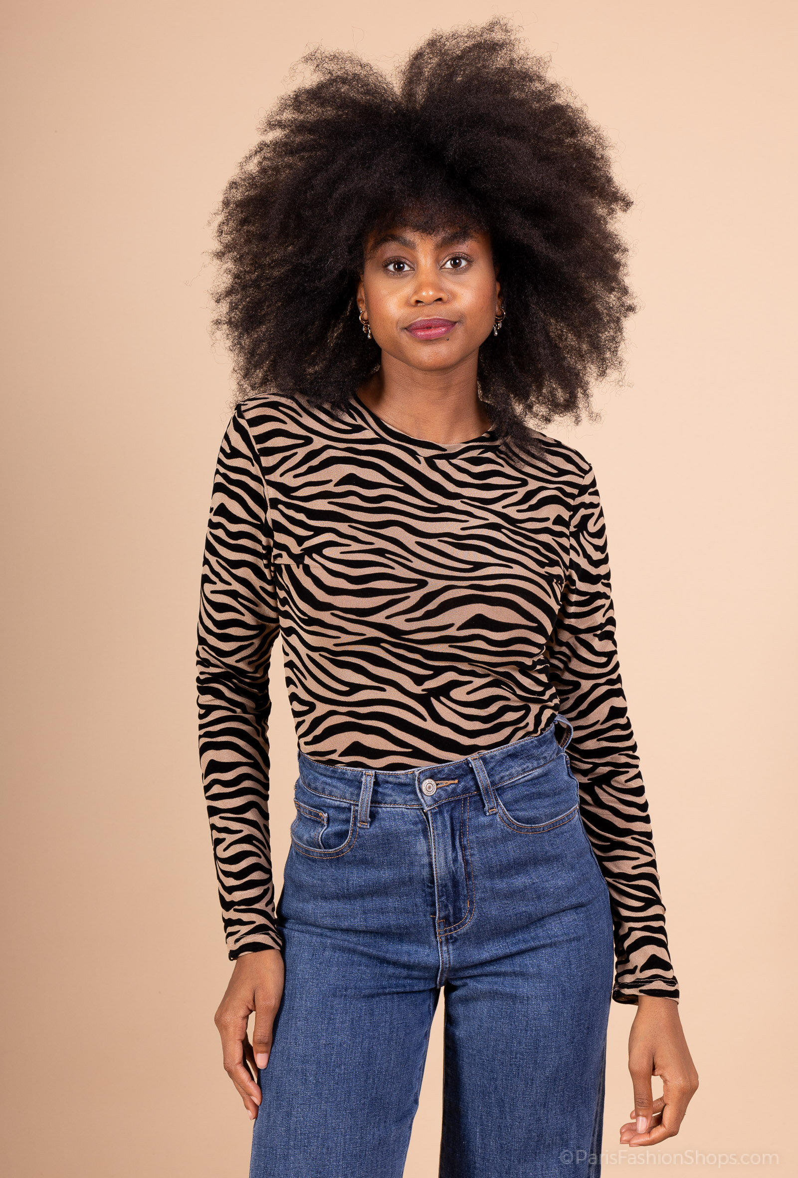 Wholesaler Amy&Clo - Animal Print Velvet Bodysuit